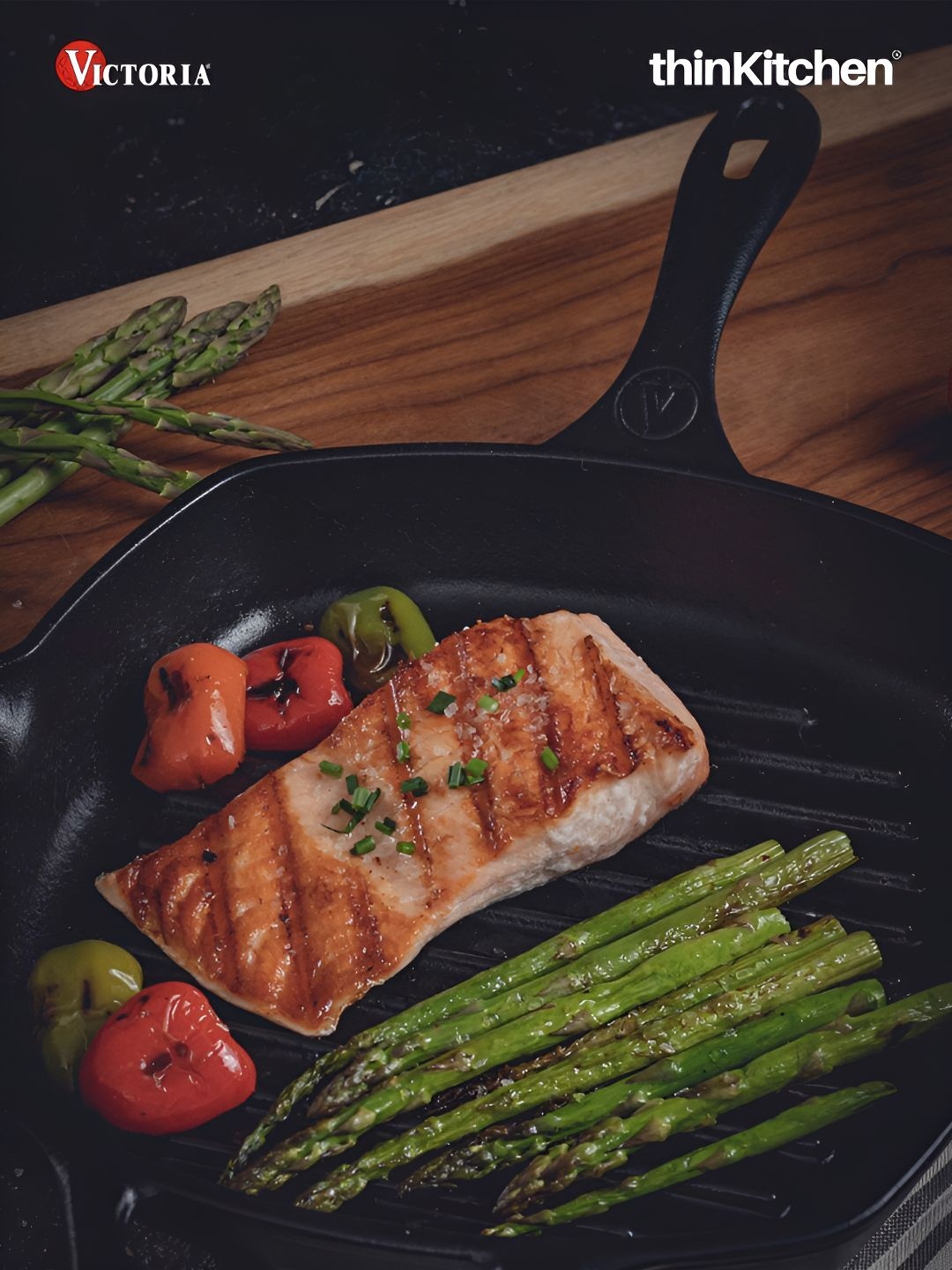 

Victoria Black Cast Iron Non-GMO Flaxseed Oil Grill Pan