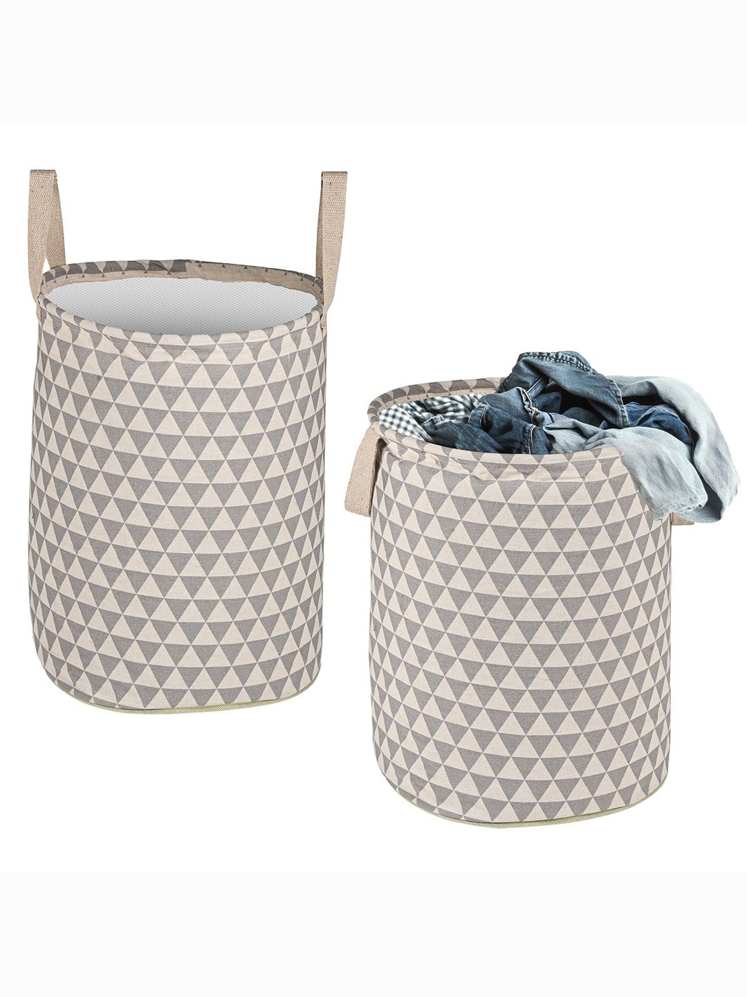 

Kuber Industries Grey 2 Pieces Printed Cotton Laundry Bags 60 L Each