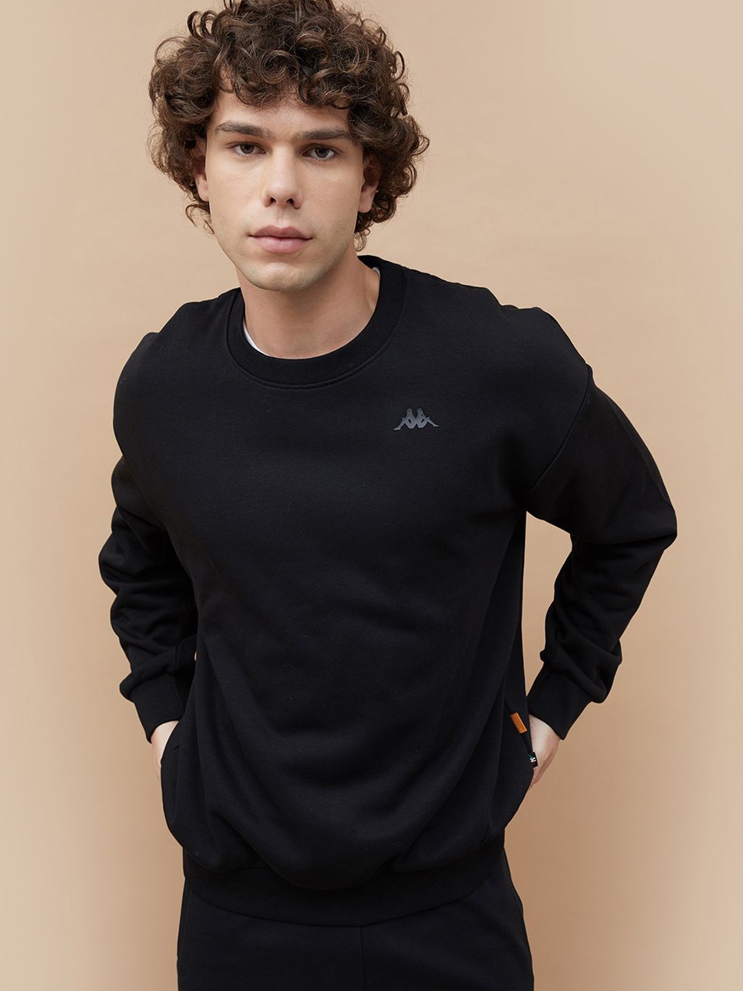 

Kappa Men Round Neck Cotton Sweatshirt, Black