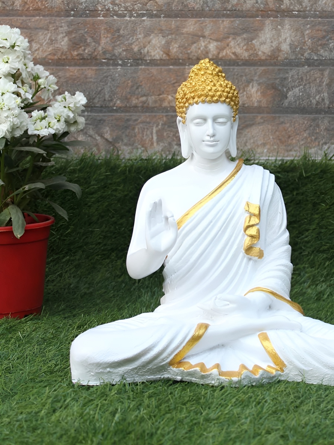 

krishnagallery1 White & Gold-Toned Buddha Idol Showpiece