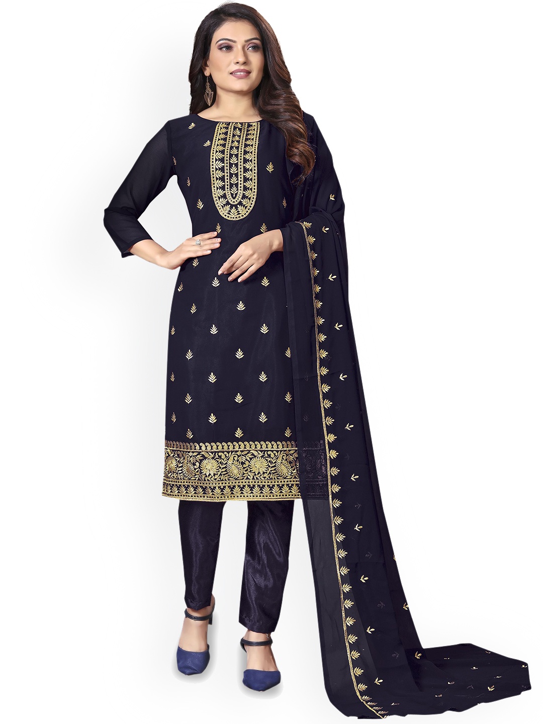 

Maroosh Ethnic Motifs Embroidered Unstitched Dress Material, Blue