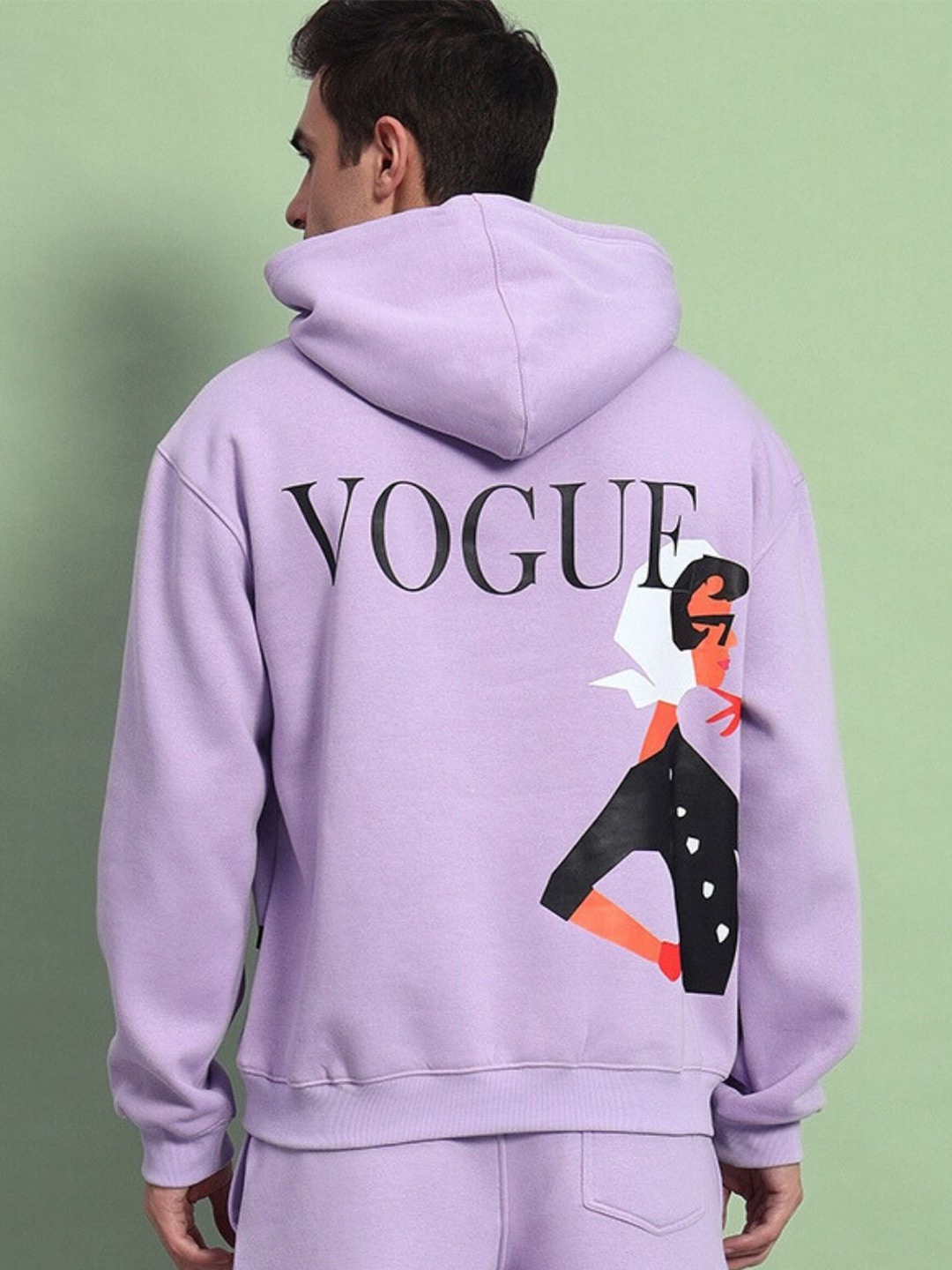 

WEARDUDS Men Printed Hooded Sweatshirt, Lavender