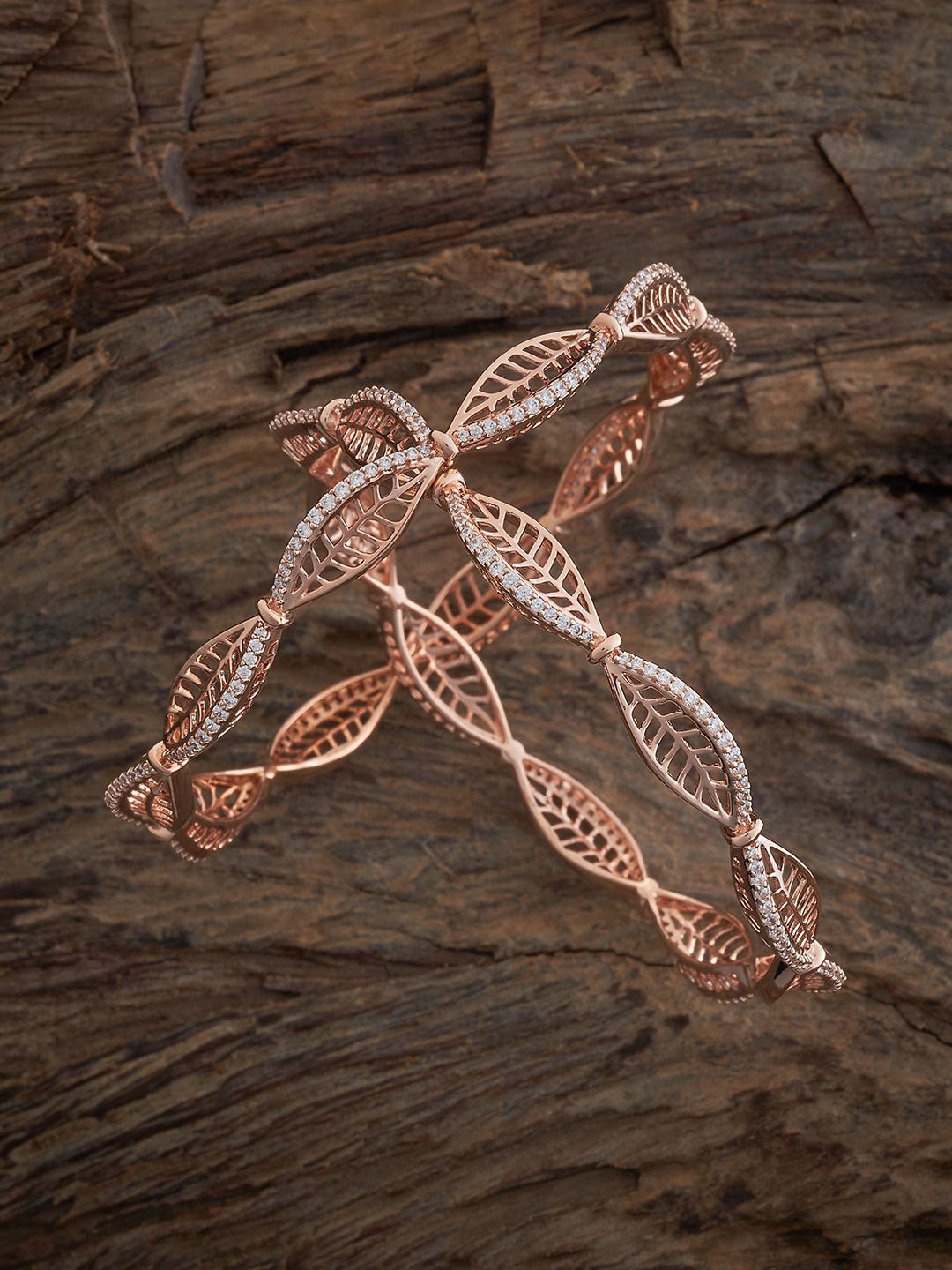 

Kushal's Fashion Jewellery Pack Of 2 Rose Gold-Plated Stone-Studded Bangles