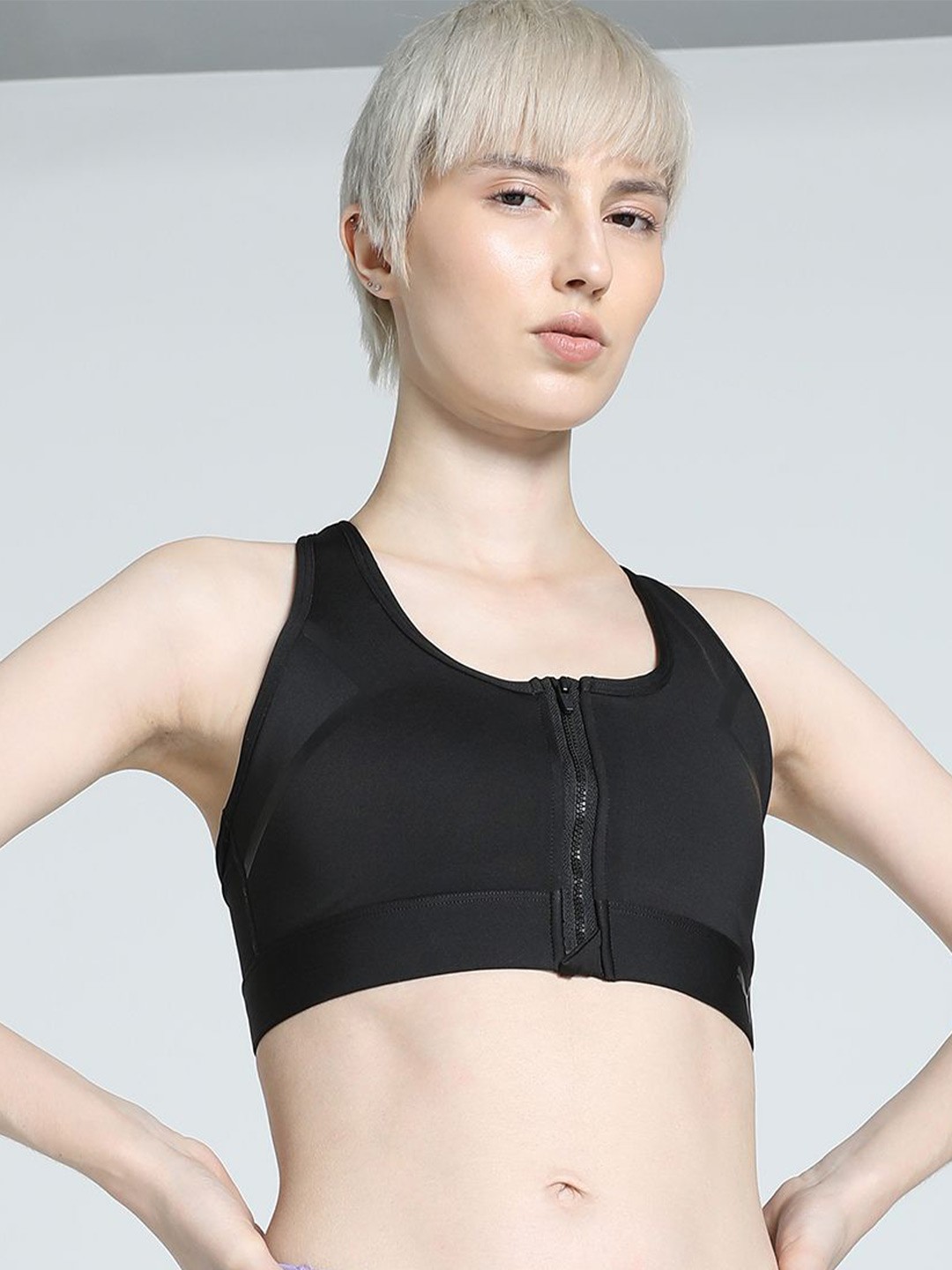 

Puma Women Front Zip Training Workout Bra, Black