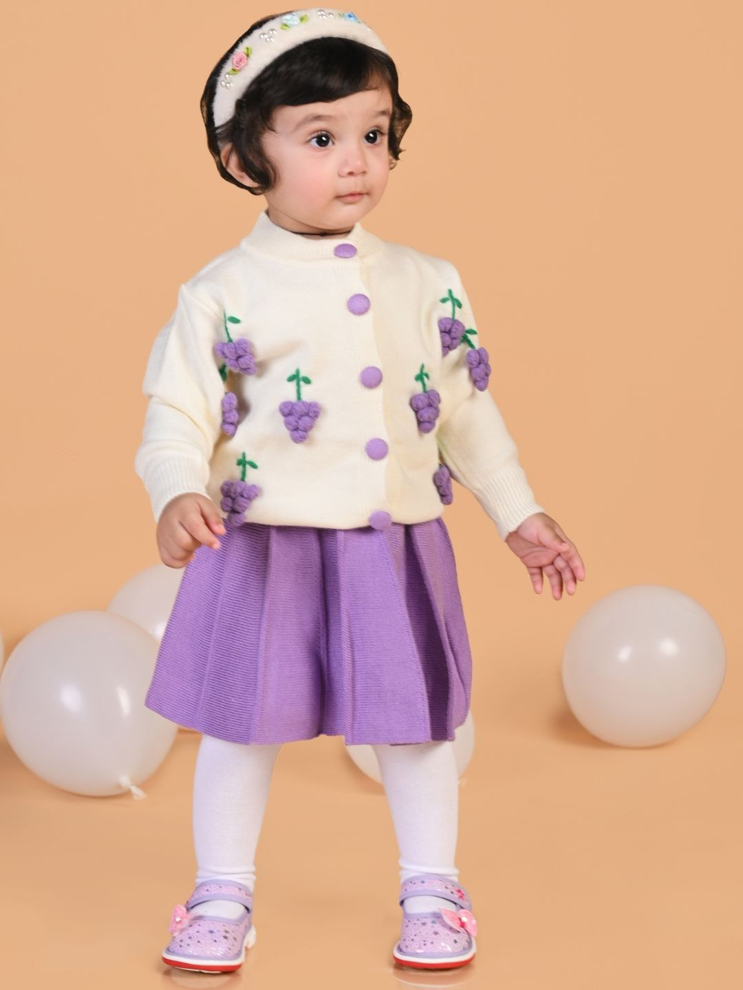 

MAMA AND PEACHES Unisex Kids Round Neck Shirt with Skirt, Purple