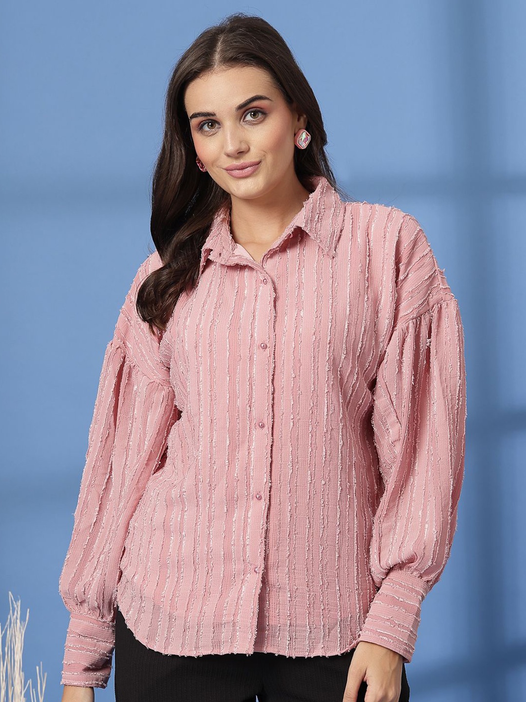 

plusS Women Opaque Casual Shirt, Pink