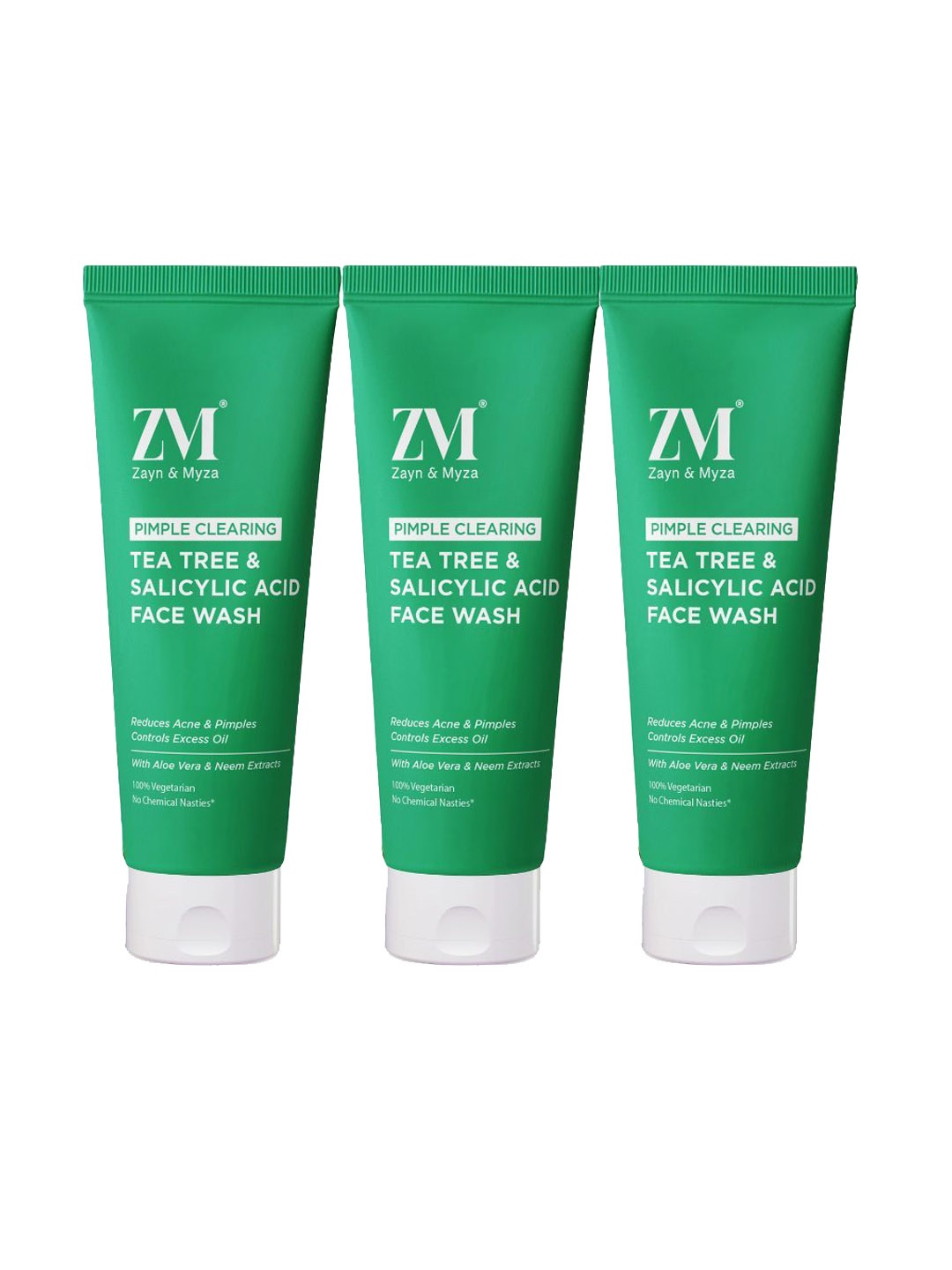 

ZM Zayn & Myza Set Of 3 Tea Tree & Salicylic Acid Face Wash - 75 ml Each, Transparent