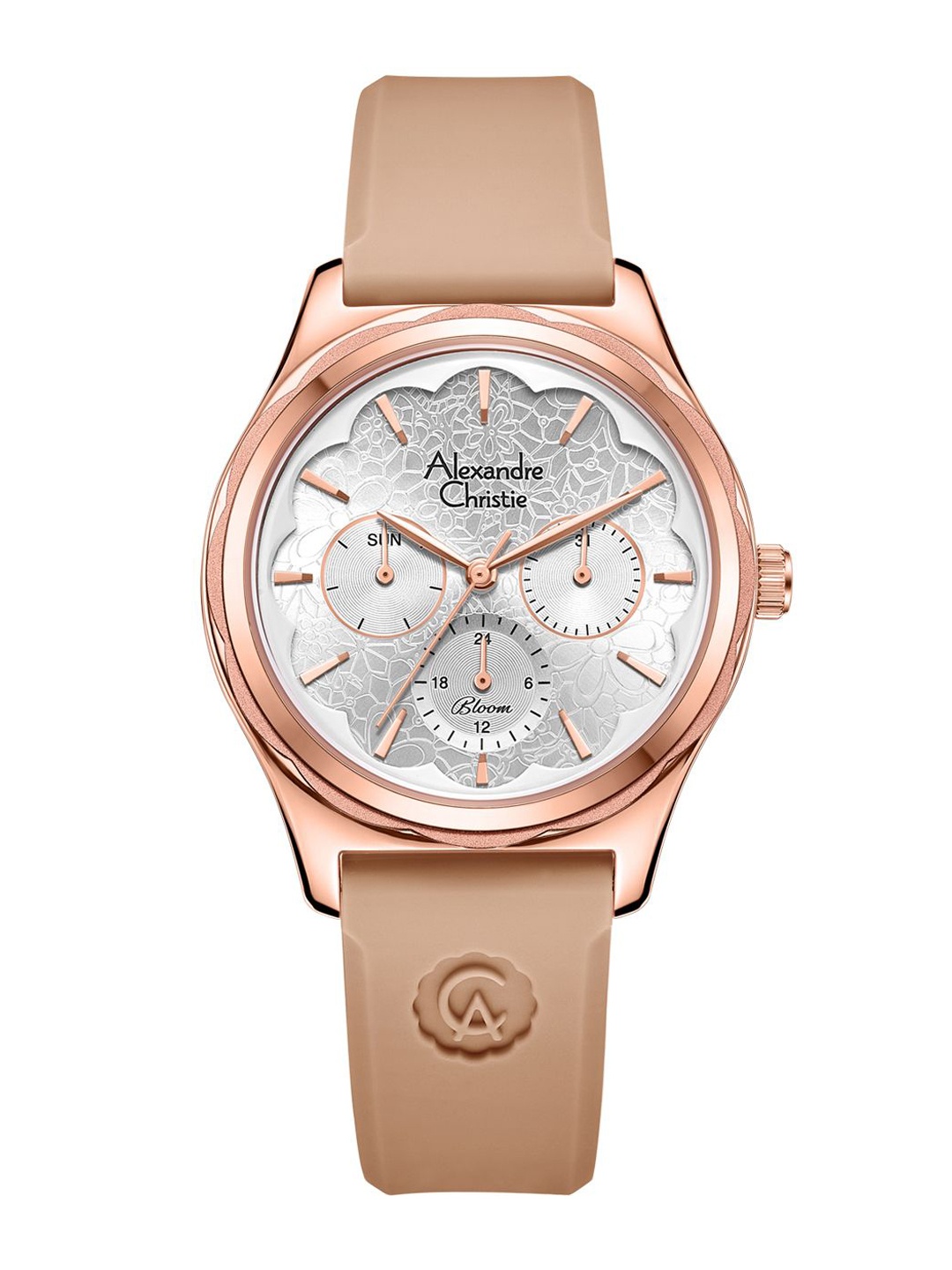 

Alexandre Christie Women Embellished Dial & Straps Analogue Watch 2994BFRRGSL, Rose gold