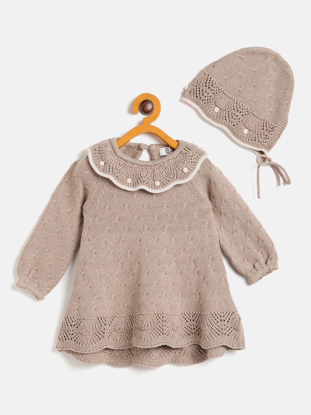 

JWAAQ Girls Fashion Long Sleeves Round Neck Sweater with Cap, Brown