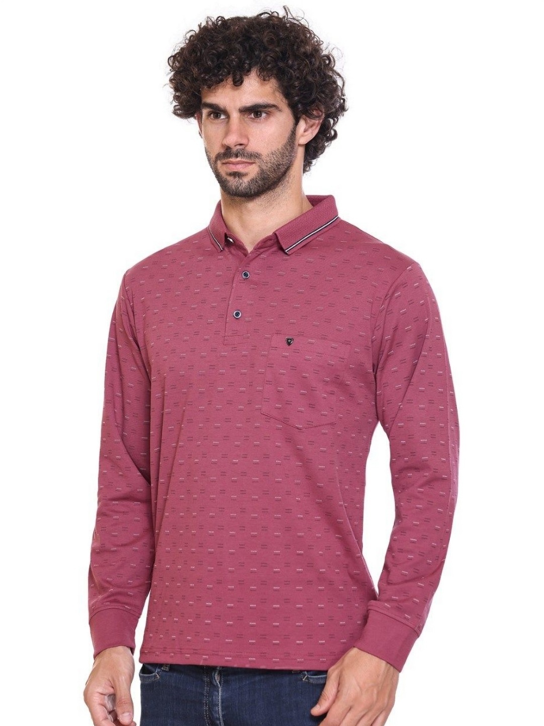 

ARRAY Men Solid Polo Collar Cotton Slim Fit T-shirt, Pink