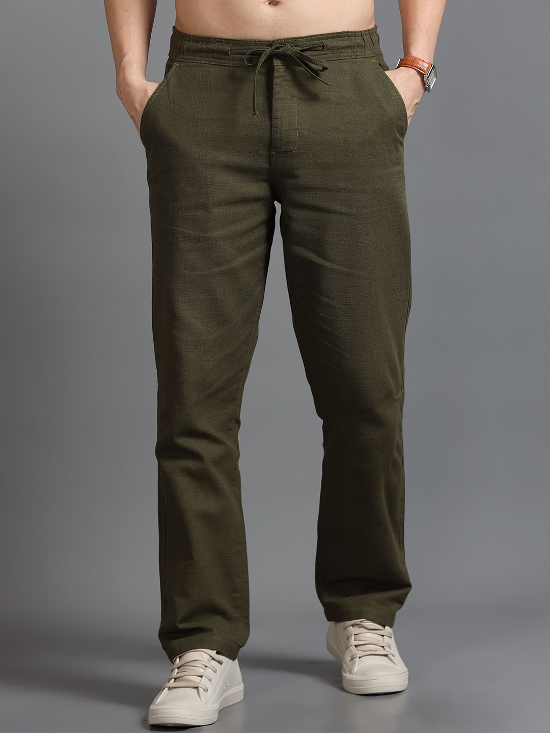 

Reslag Men Loose Fit Regular Trousers, Green