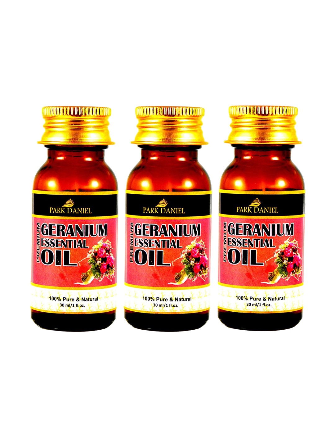 

Park Daniel Set Of 3 Premium Geranium Essential Oil For Skin & Hair- 30 ml Each, Transparent