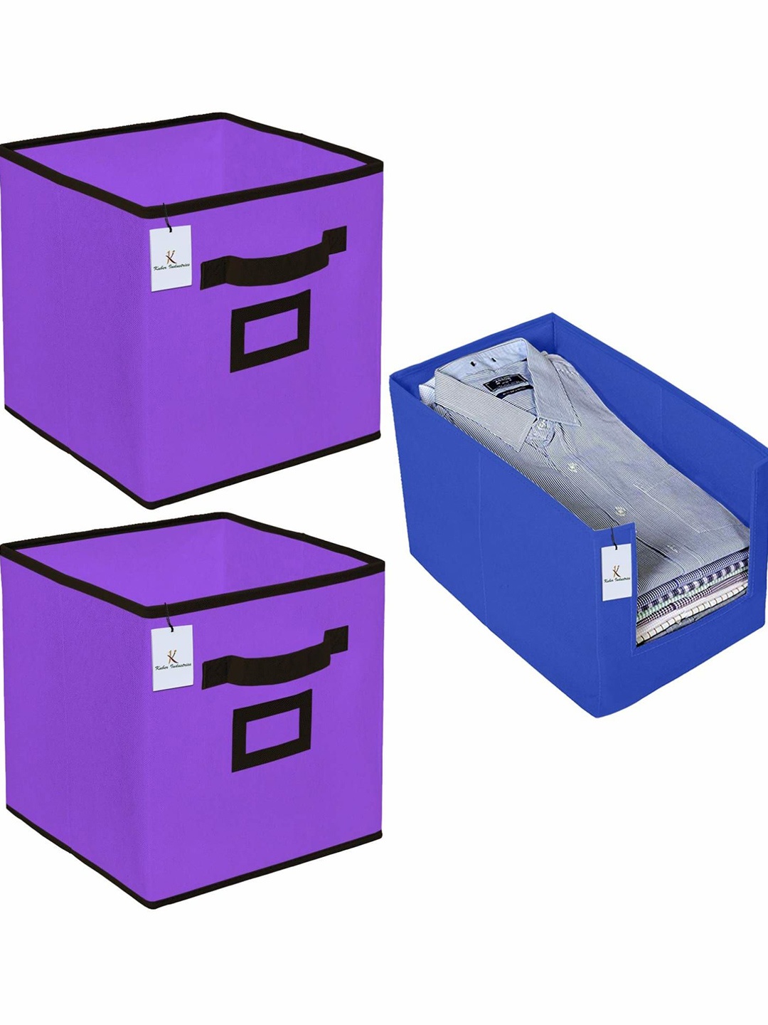 

Kuber Industries Purple 3 Pieces Foldable Multi-Utility Organisers