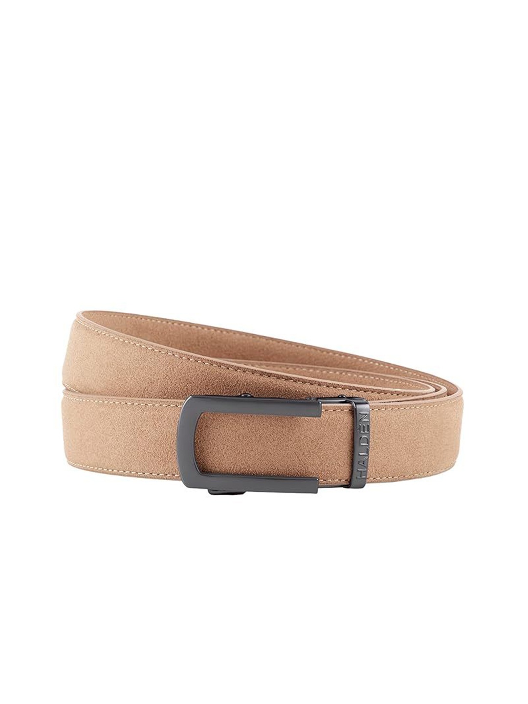 

HALDEN Men Leather Matt Buckle Belt, Cream