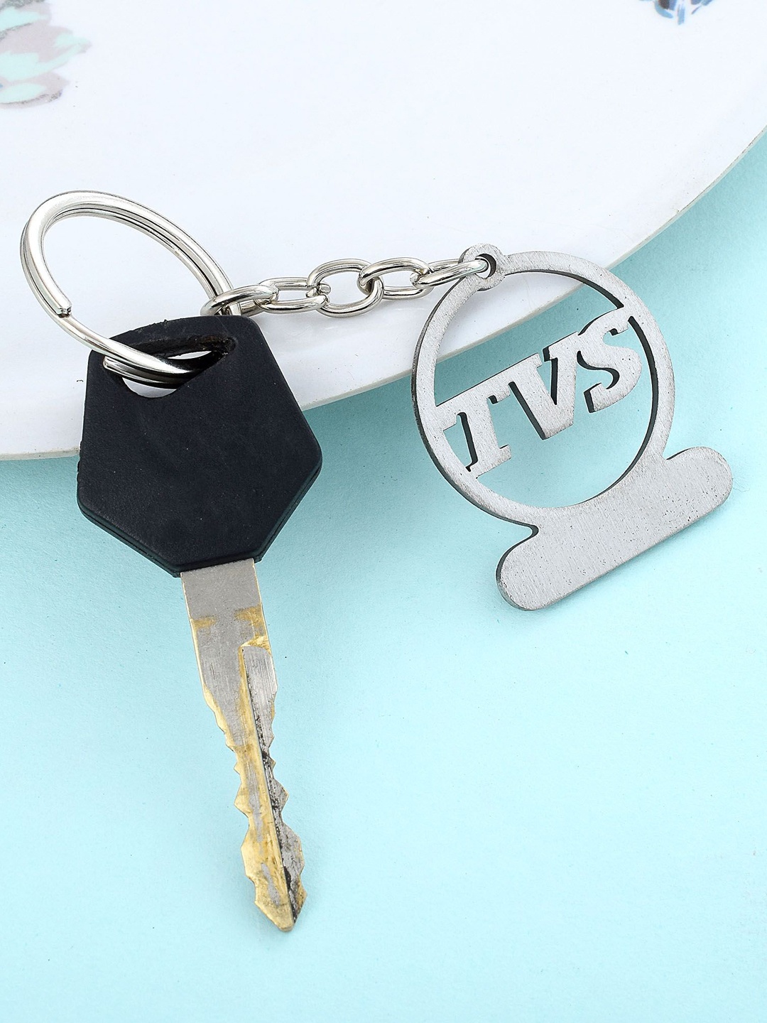 

MEMOIR Textured Stainless Steel TVS Bike Key Chain