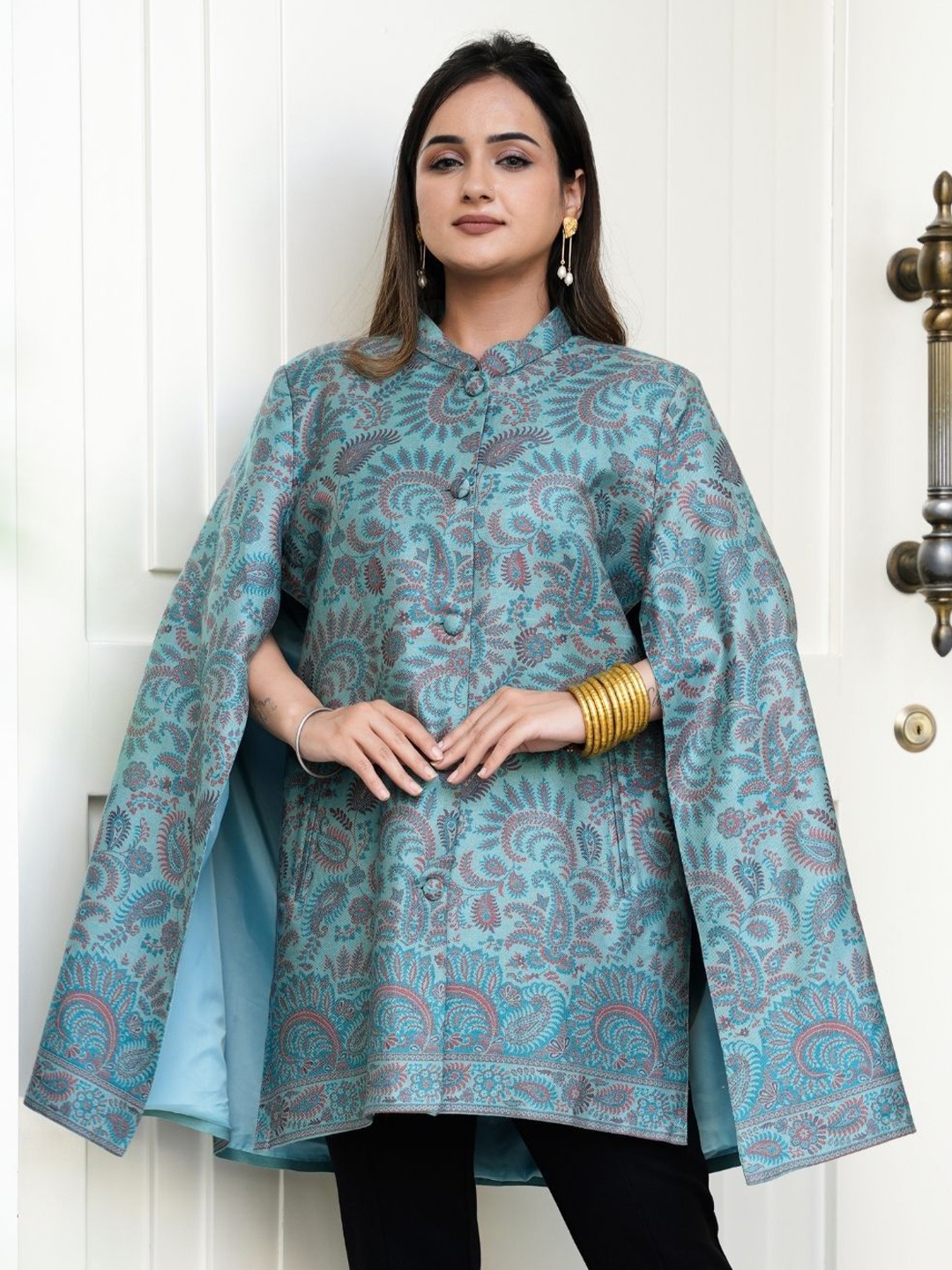 

HOUSE OF KIRNA'S WITH LOGO OF HOK Ethnic Motifs Printed Kurta, Teal