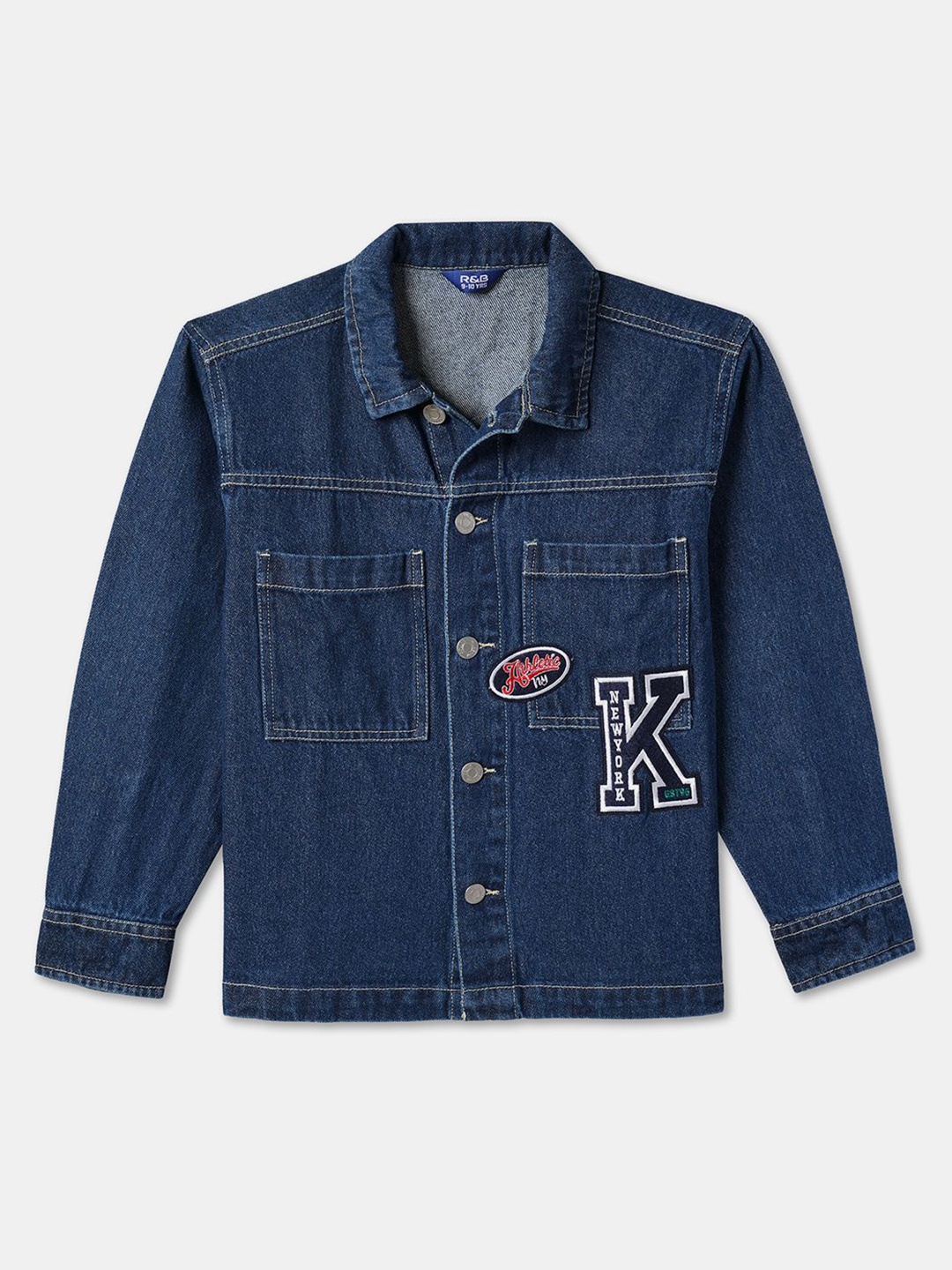 

R&B Boys Button-Down Collar Solid Cotton Casual Shirt, Navy blue