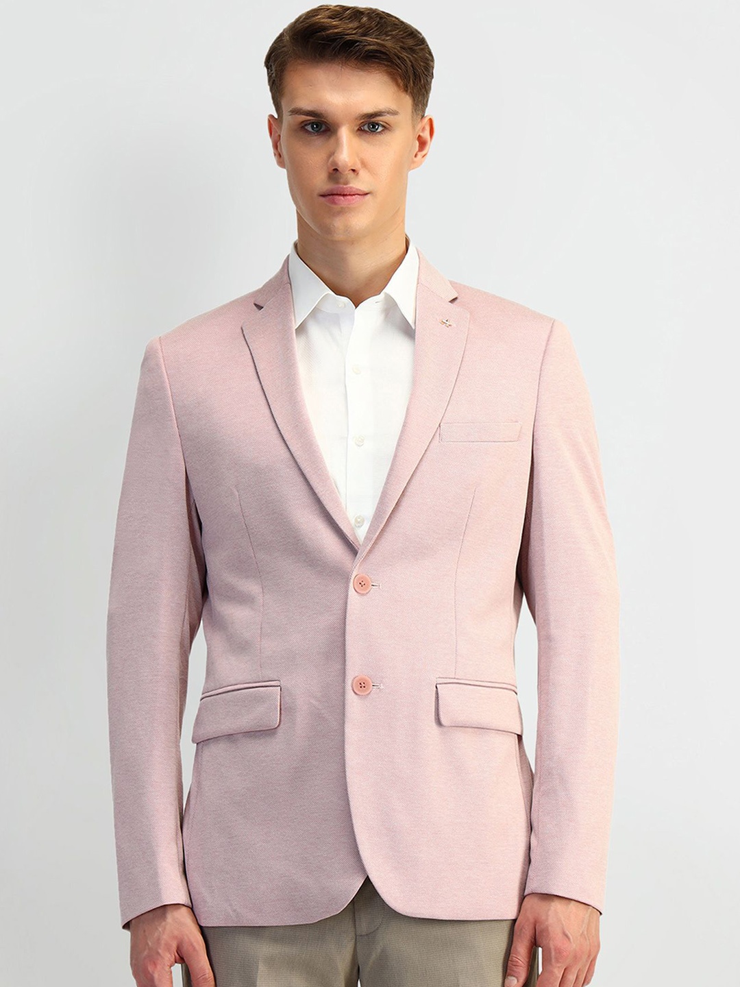 

Arrow Self-Design Slim-Fit Single-Breasted Formal Blazers, Pink