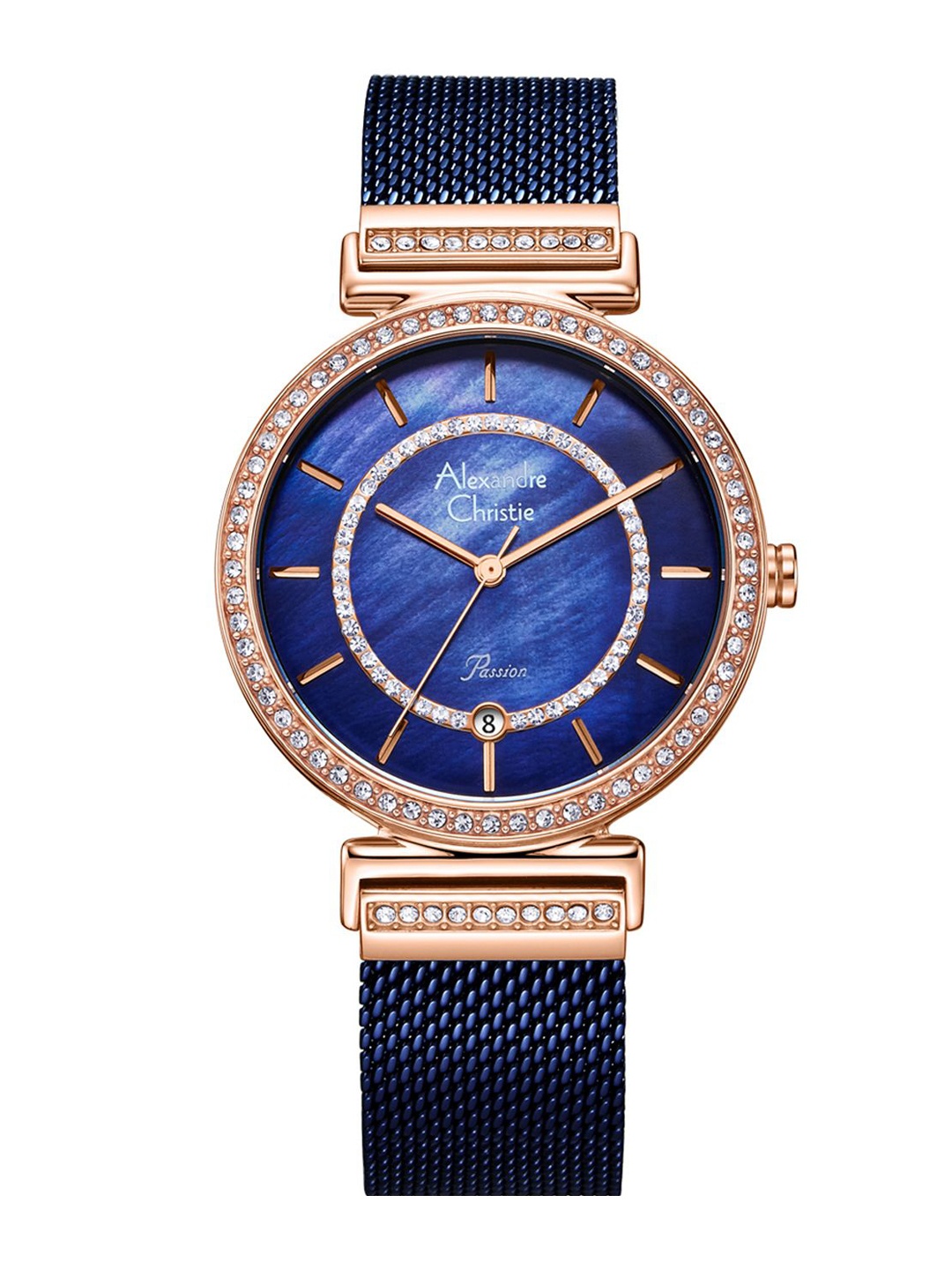 

Alexandre Christie Women Embellished Analogue Watch 2749LDBURMU, Blue