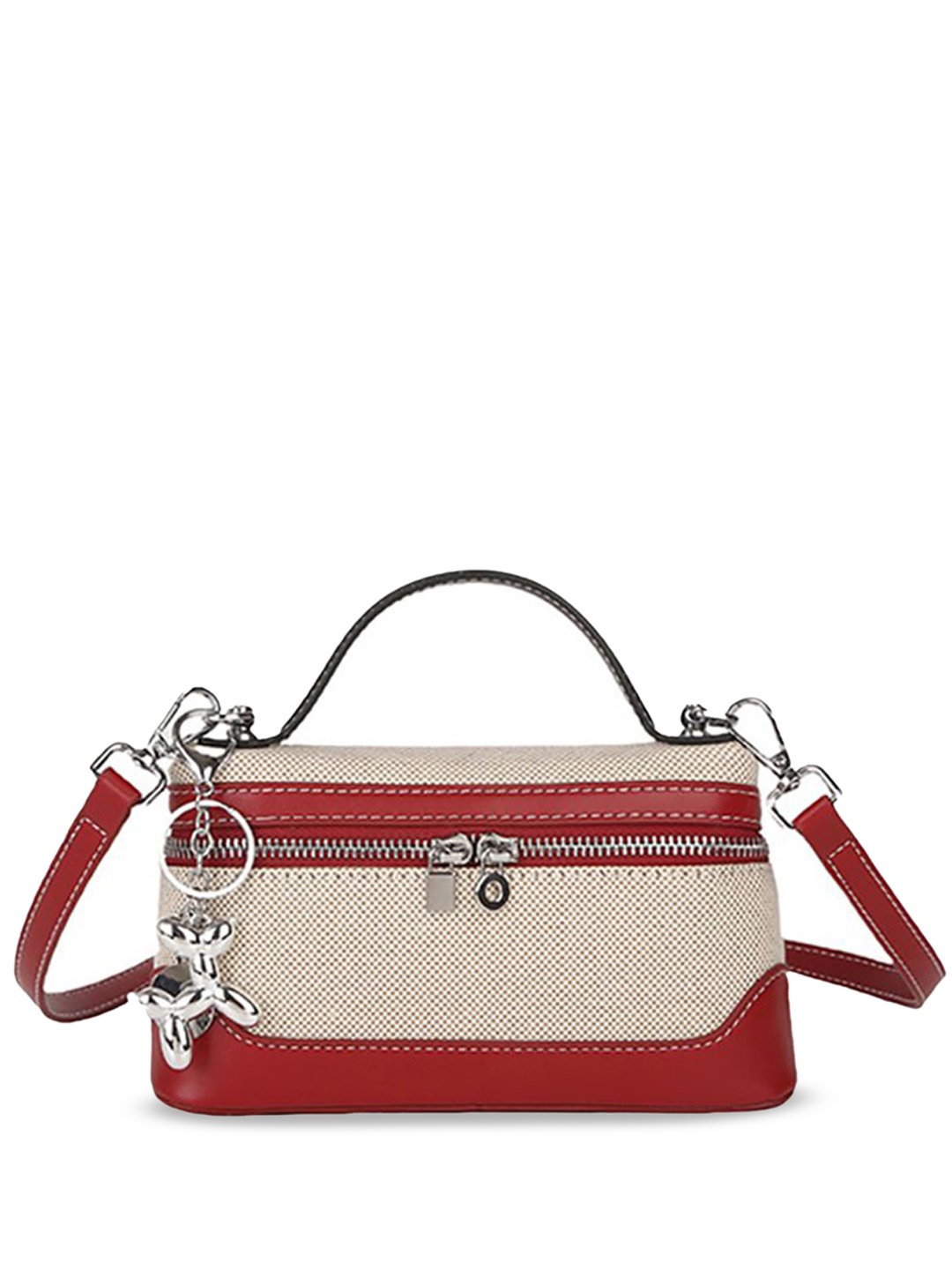 

StyleCast x Revolte Women Colourblocked Structured Satchel Bag, Red