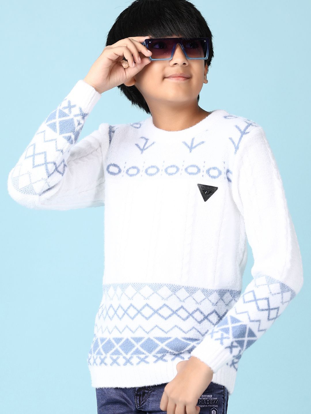 

V-Mart Boys Cotton Round Neck Long Sleeves Pullover, White