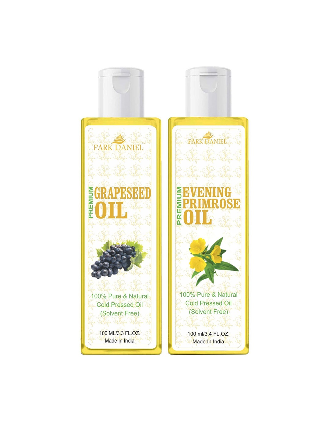 

Park Daniel Set of 2 Premium Grapeseed Oil With Evening Primrose Oil - 100 ml Each, Transparent