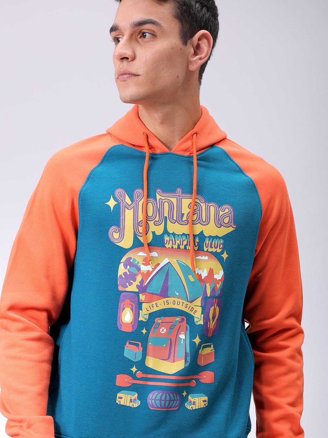

The Indian Garage Co Men Printed Hooded Sweatshirt, Blue