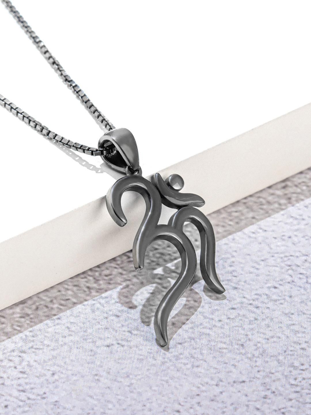 

ORIONZ Sterling Silver Om Charm Oxidised Pendant