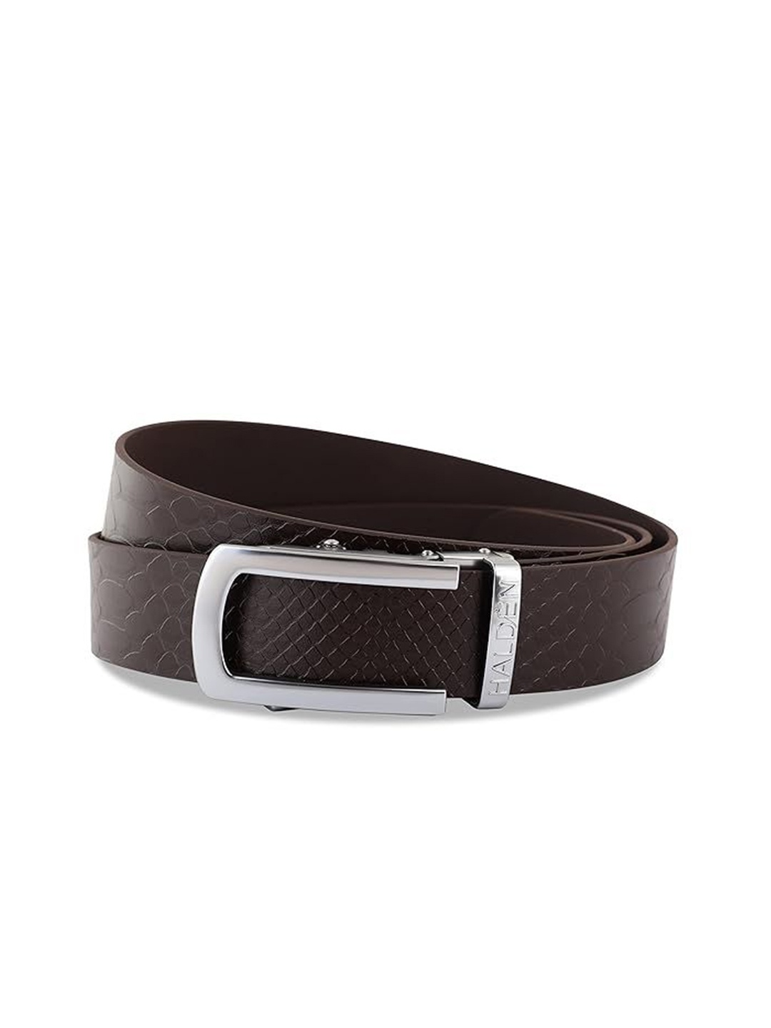 

HALDEN Men Textured Leather Belt, Brown
