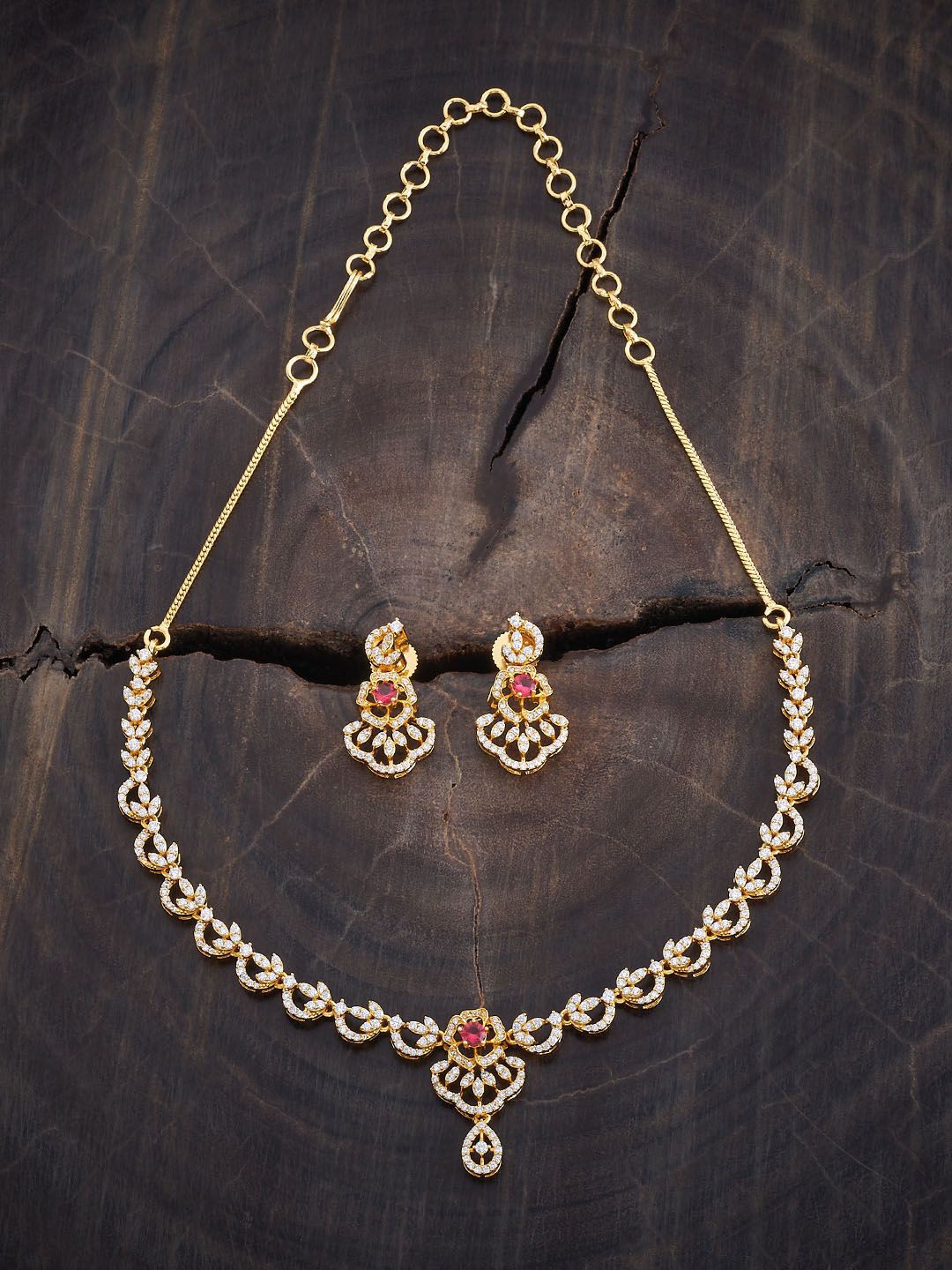 

Kushal's Fashion Jewellery Gold-Plated Cubic Zirconia-Studded Jewellery Set