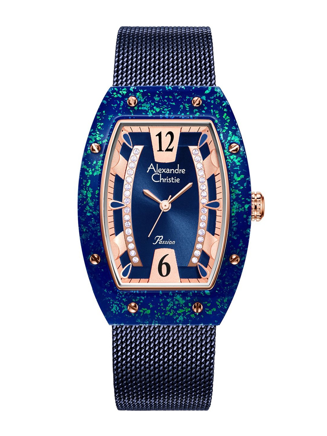 

Alexandre Christie Women Embellished Dial & Stainless Steel Analogue Watch 2856LHBURBU, Blue