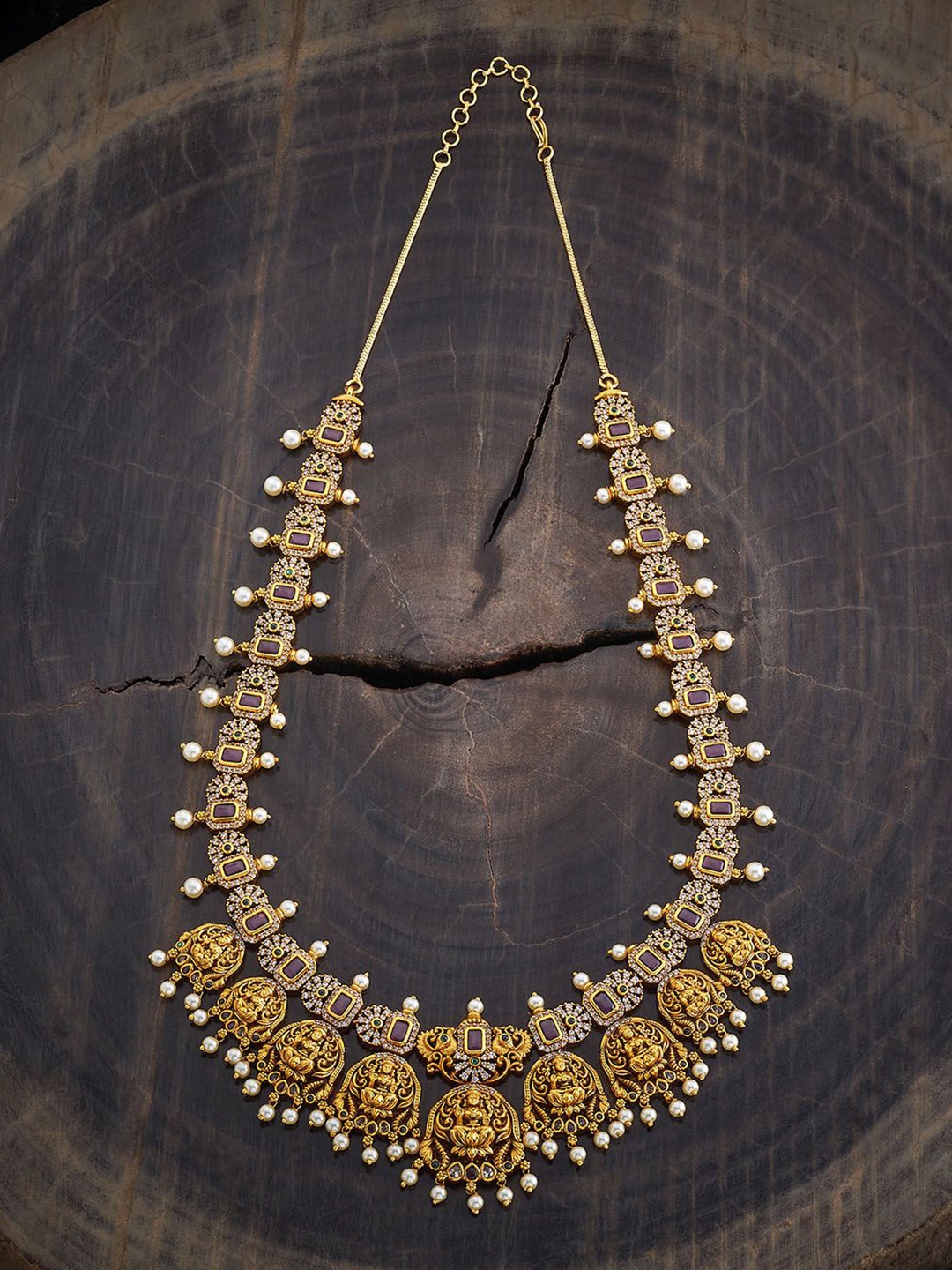 

Kushal's Fashion Jewellery Gold-Plated Cubic Zirconia Antique Necklace