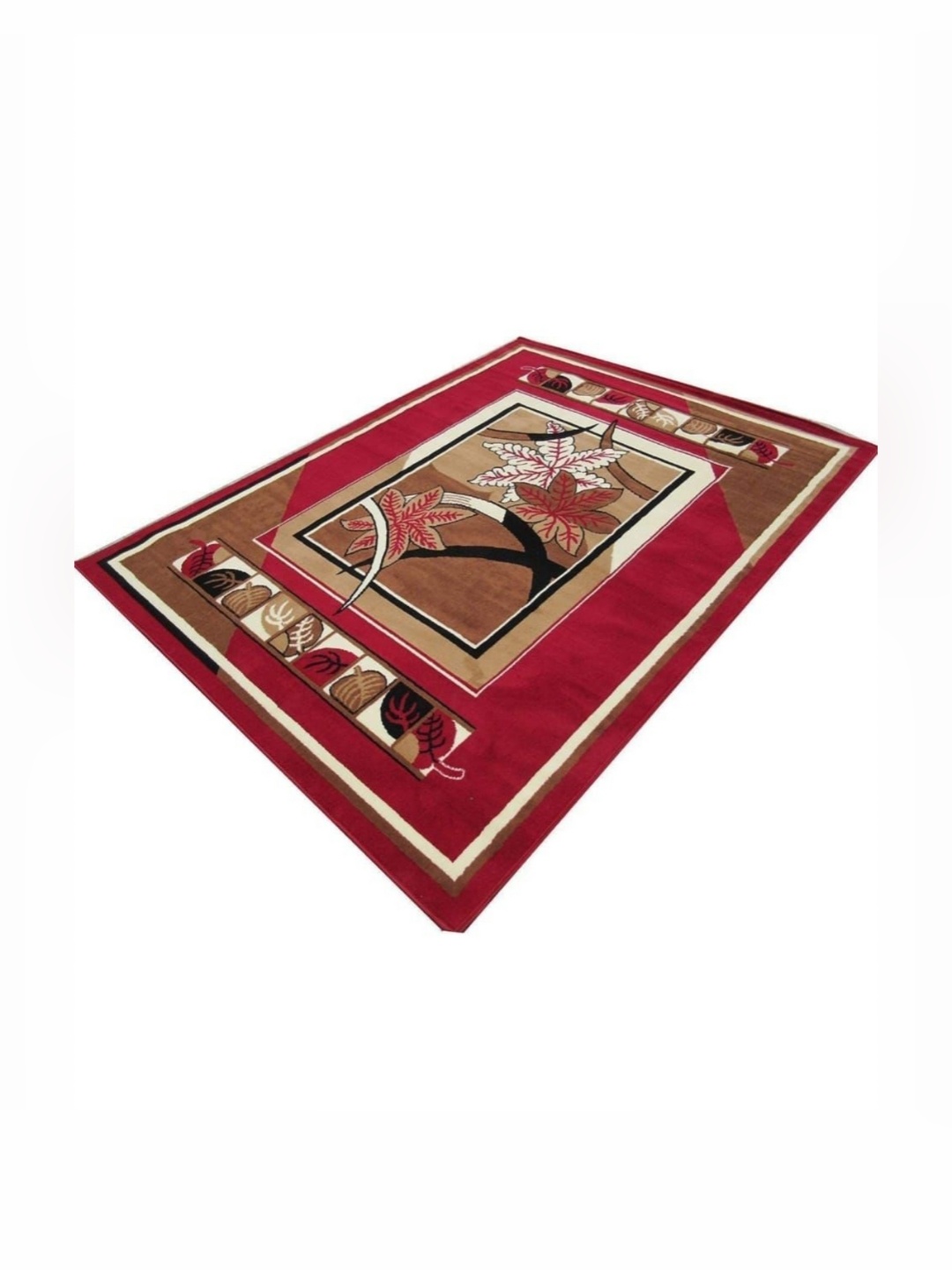 

Samjeeda Handloom carpets Red & White Floral Printed Anti-Skid Polyester Carpet