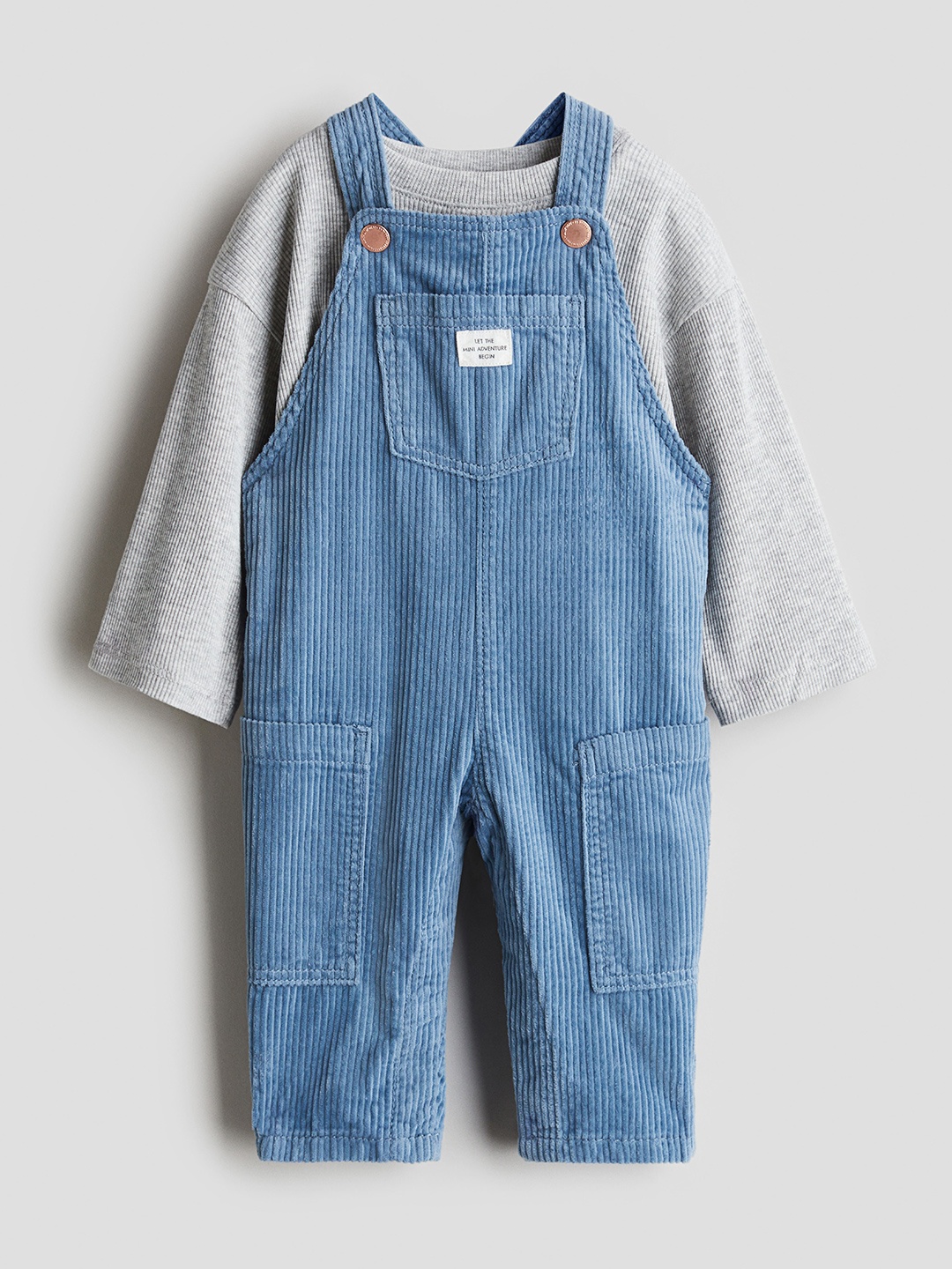 

H&M Girls 2-Pcs Top & Dungarees Set, Blue