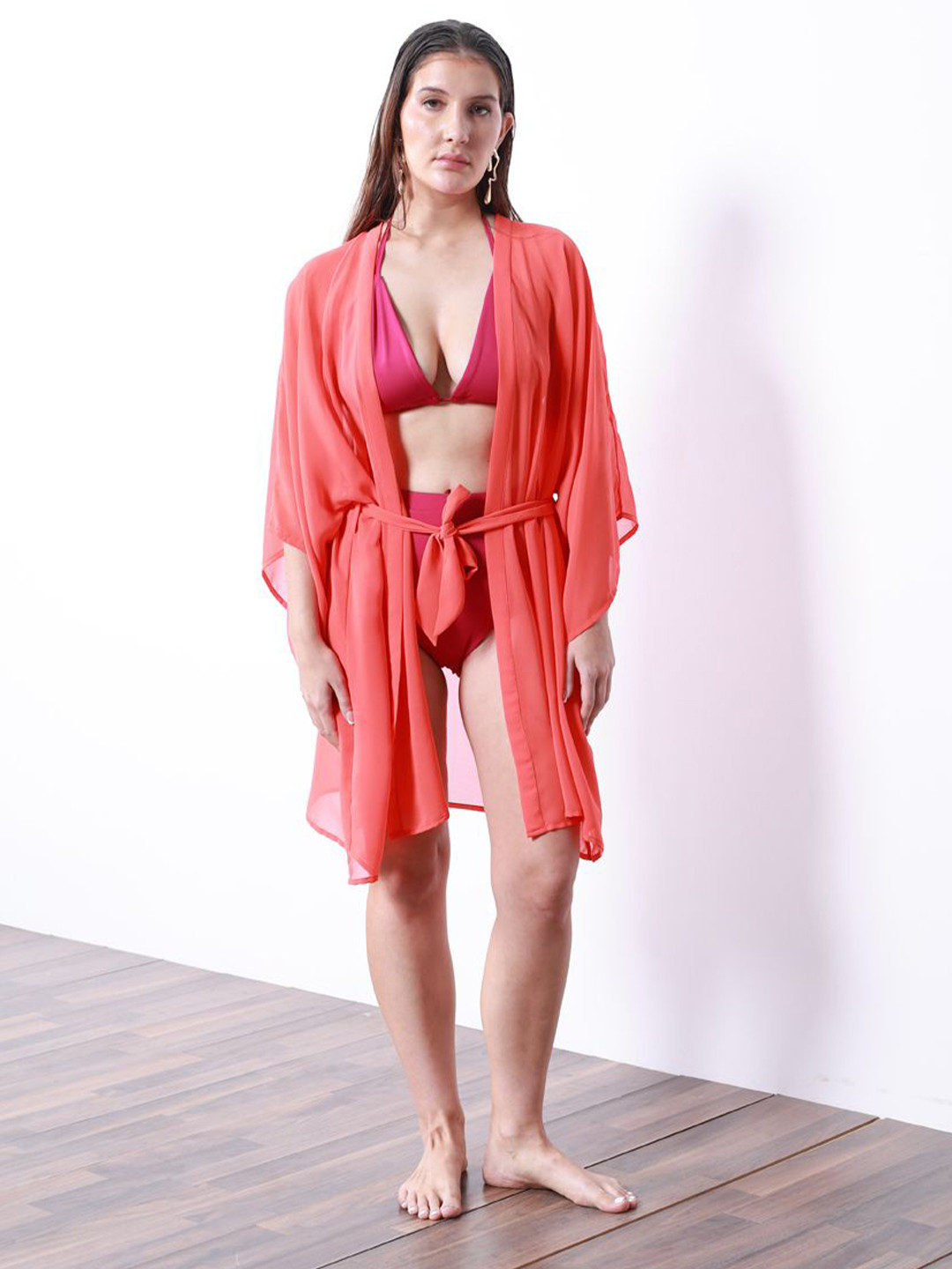 

Erotissch Women Solid Swimwear Cover-Up, Orange