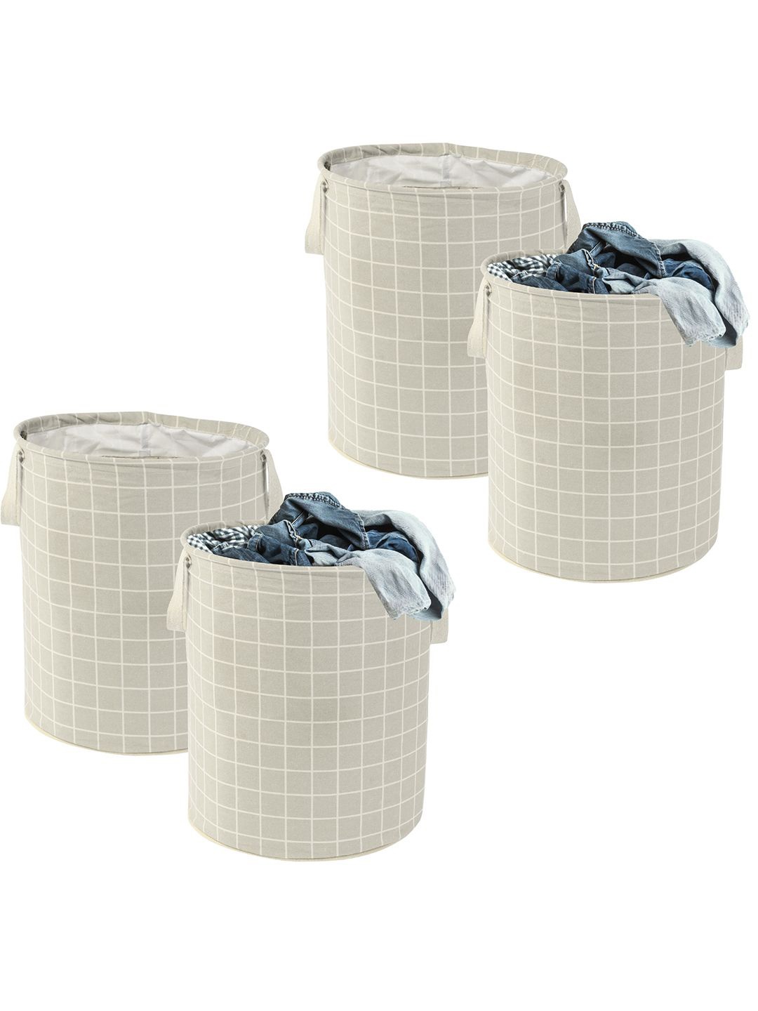 

Kuber Industries Grey 4 Pieces Printed Cotton Laundry Bags