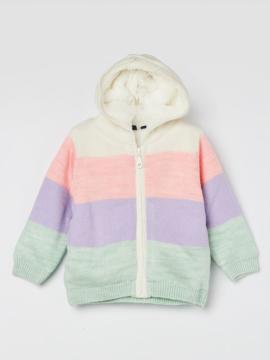 

Juniors by Lifestyle Girls Striped Hood Long Sleeves Cardigan, Green