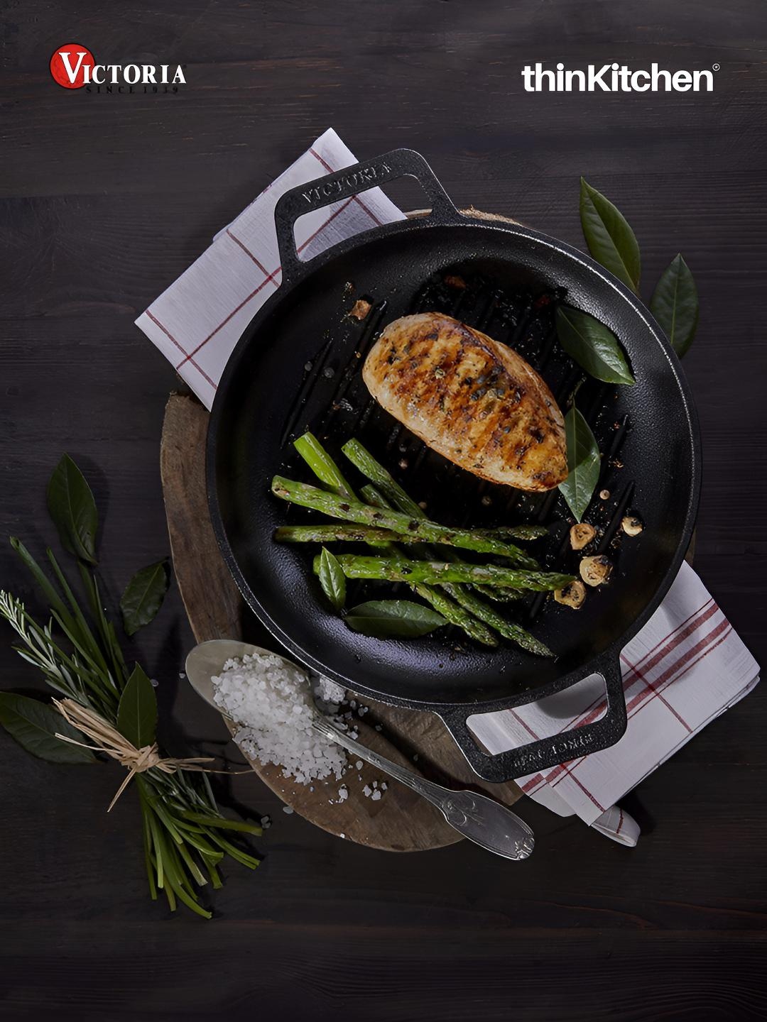 

Victoria Black Cast Iron Grill Pan With Double Loop Handles
