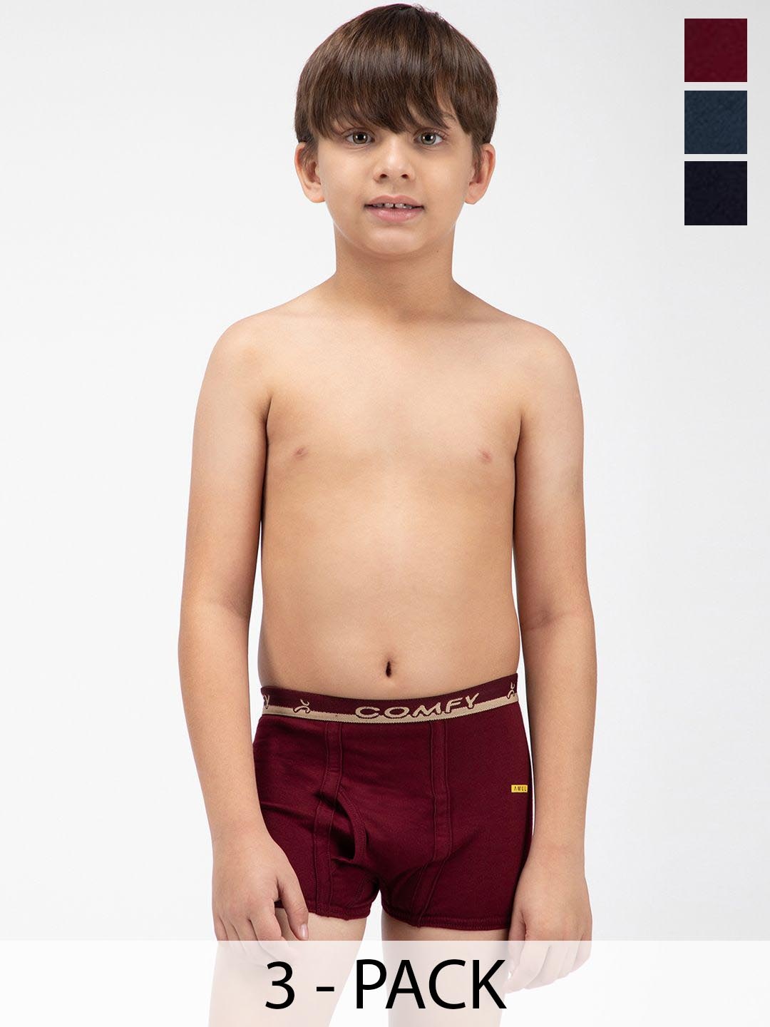 

AMUL COMFY Boys Pack Of 3 Pure Cotton Trunks AC-SMINITROE-AF-MA-NY-73-3PC, Blue