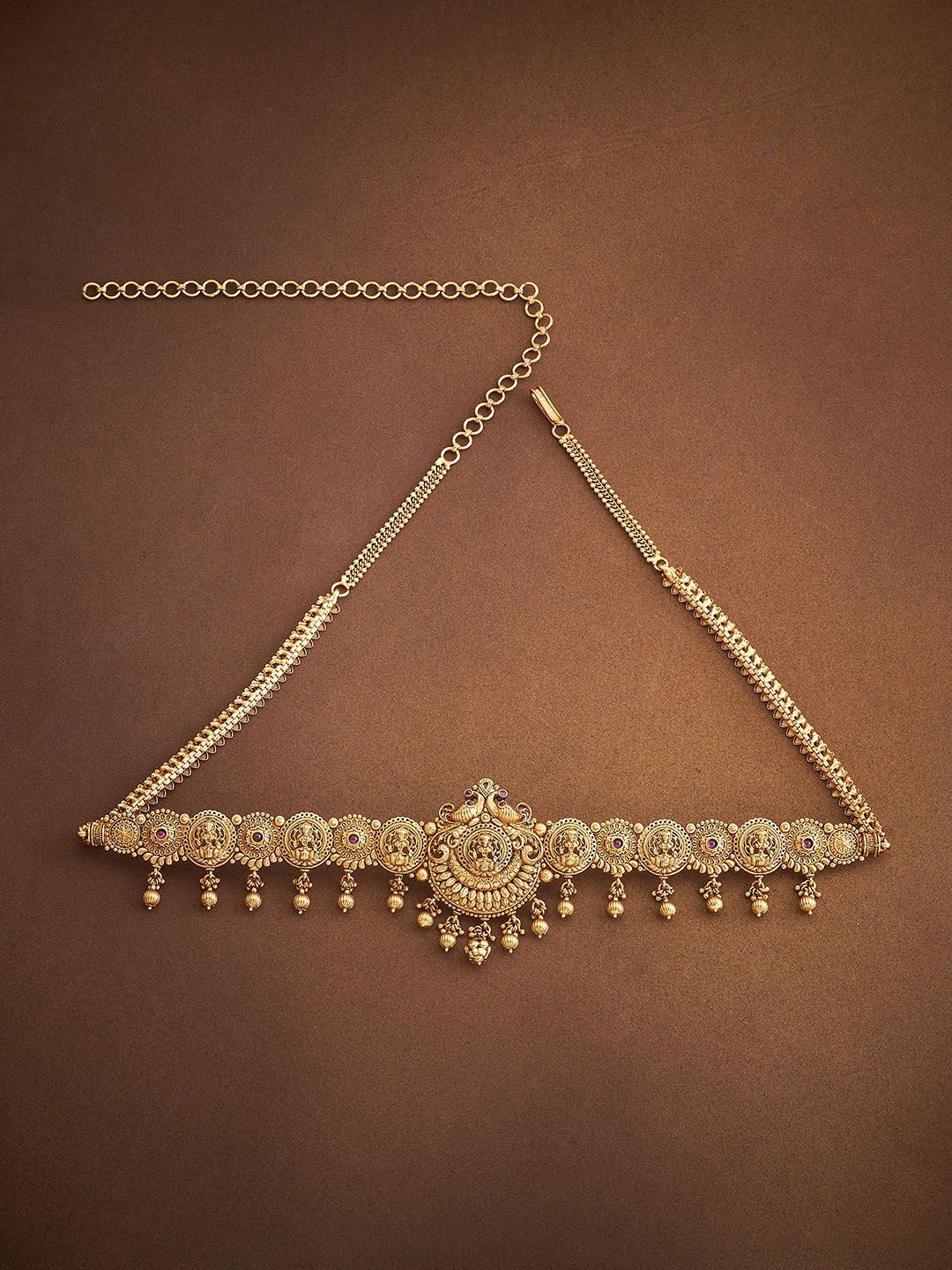 

Kushal's Fashion Jewellery Gold Plated Stones Studded Waist Chain