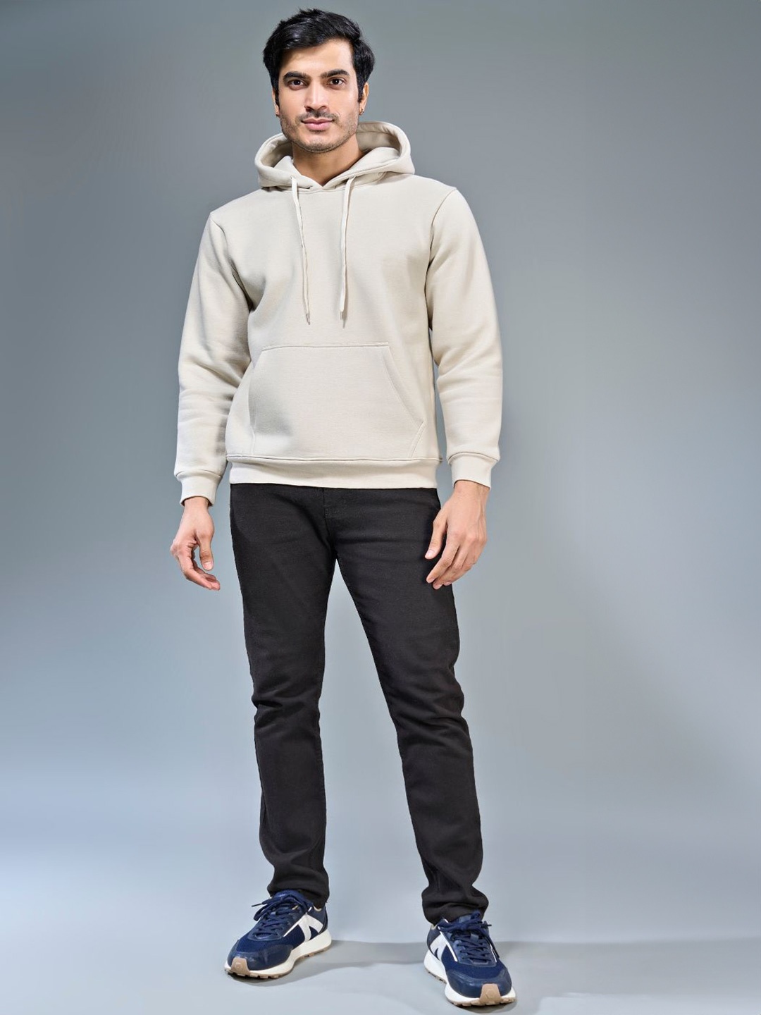 

MAXZONE Men Printed Cotton Hooded Long Sleeves Pullover Sweatshirt, Grey