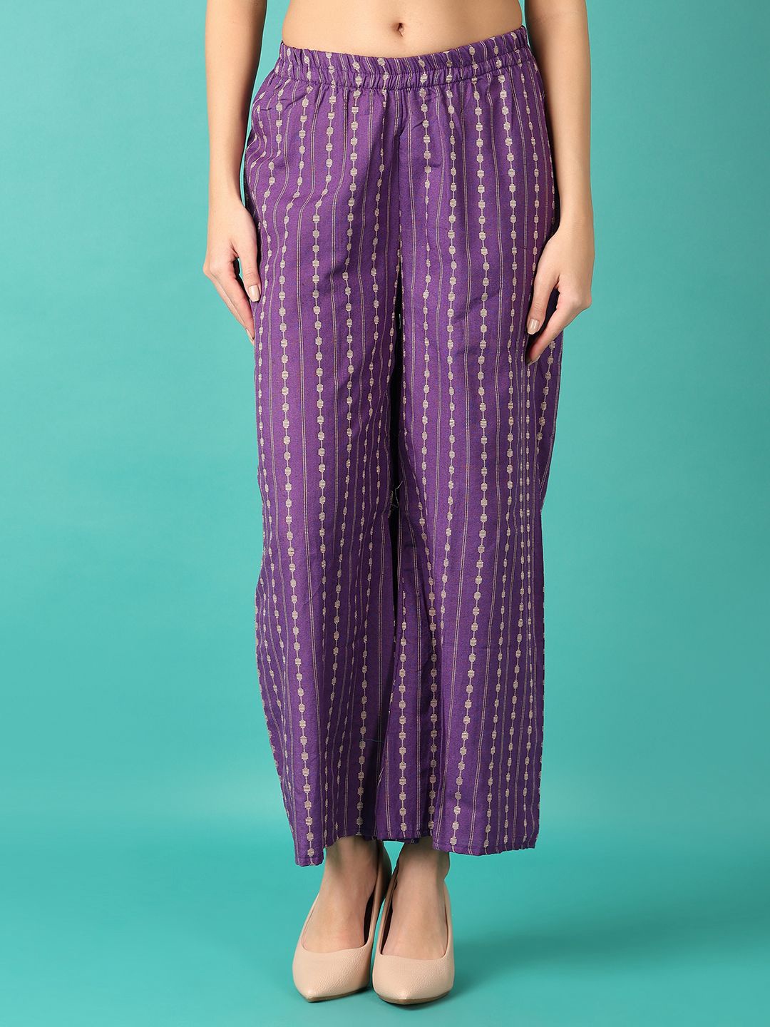 

V-Mart Women Knitted Ethnic Palazzos, Purple