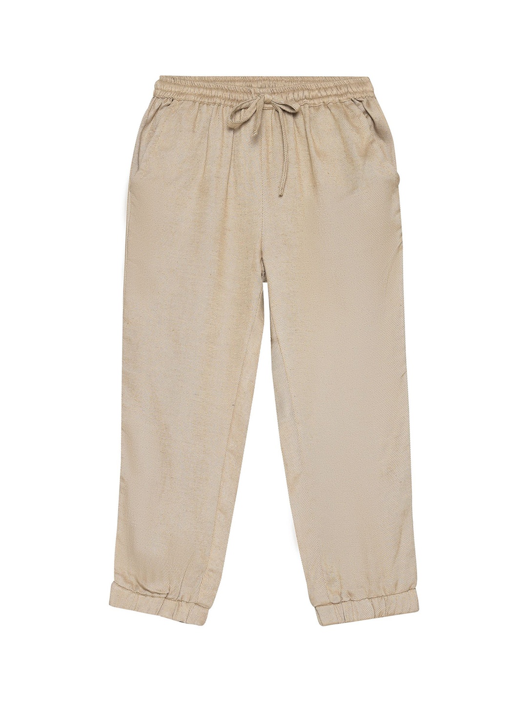 

charkhee Kids Smart Tapered Fit Mid-Rise Cotton Joggers Trousers, Beige