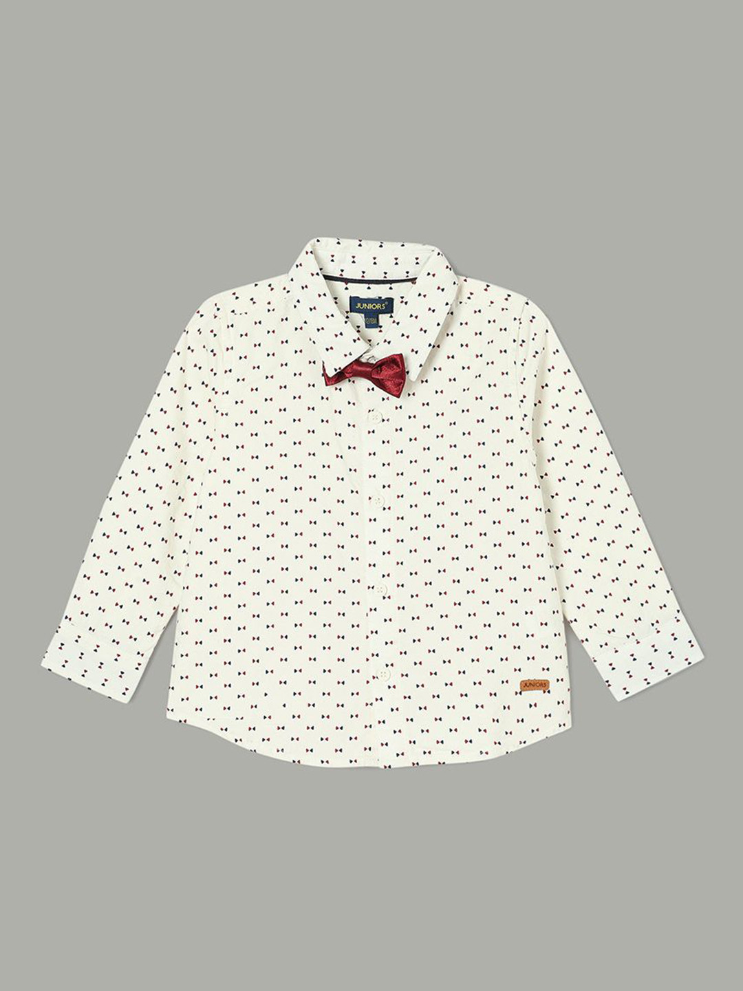 

Juniors by Lifestyle Boys Spread Collar Geometric Printed Cotton Casual Shirt, Off white