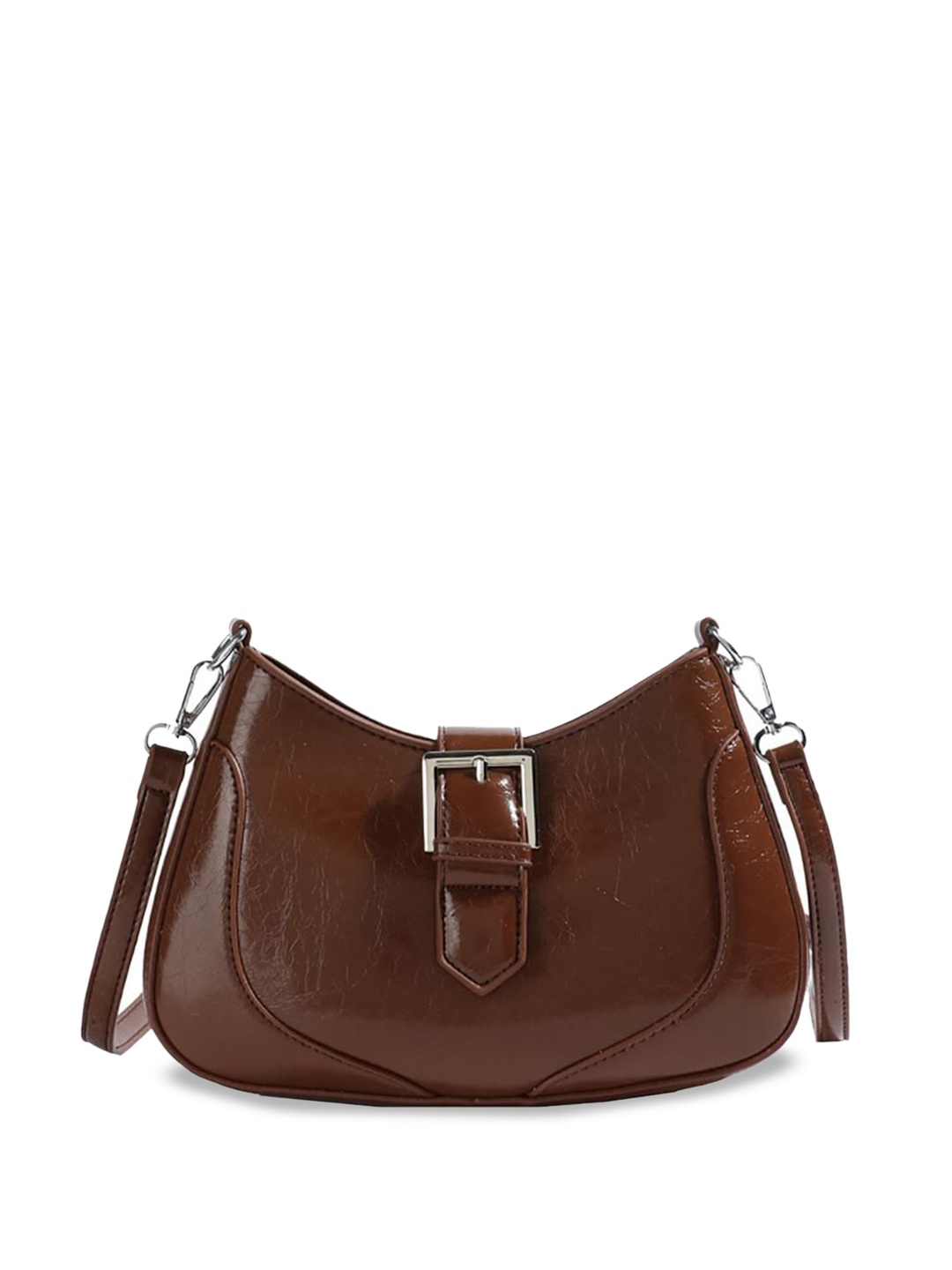 

StyleCast x Revolte Women Textured Half Moon Sling Bag, Brown