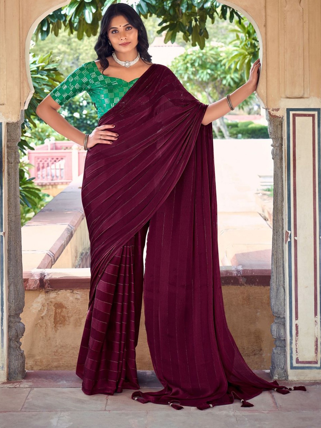 

MAHALASA SOFT SILK FULL SEQUENCE SAREE WITH FANCY EMBROIDERY BLOUSE, Purple