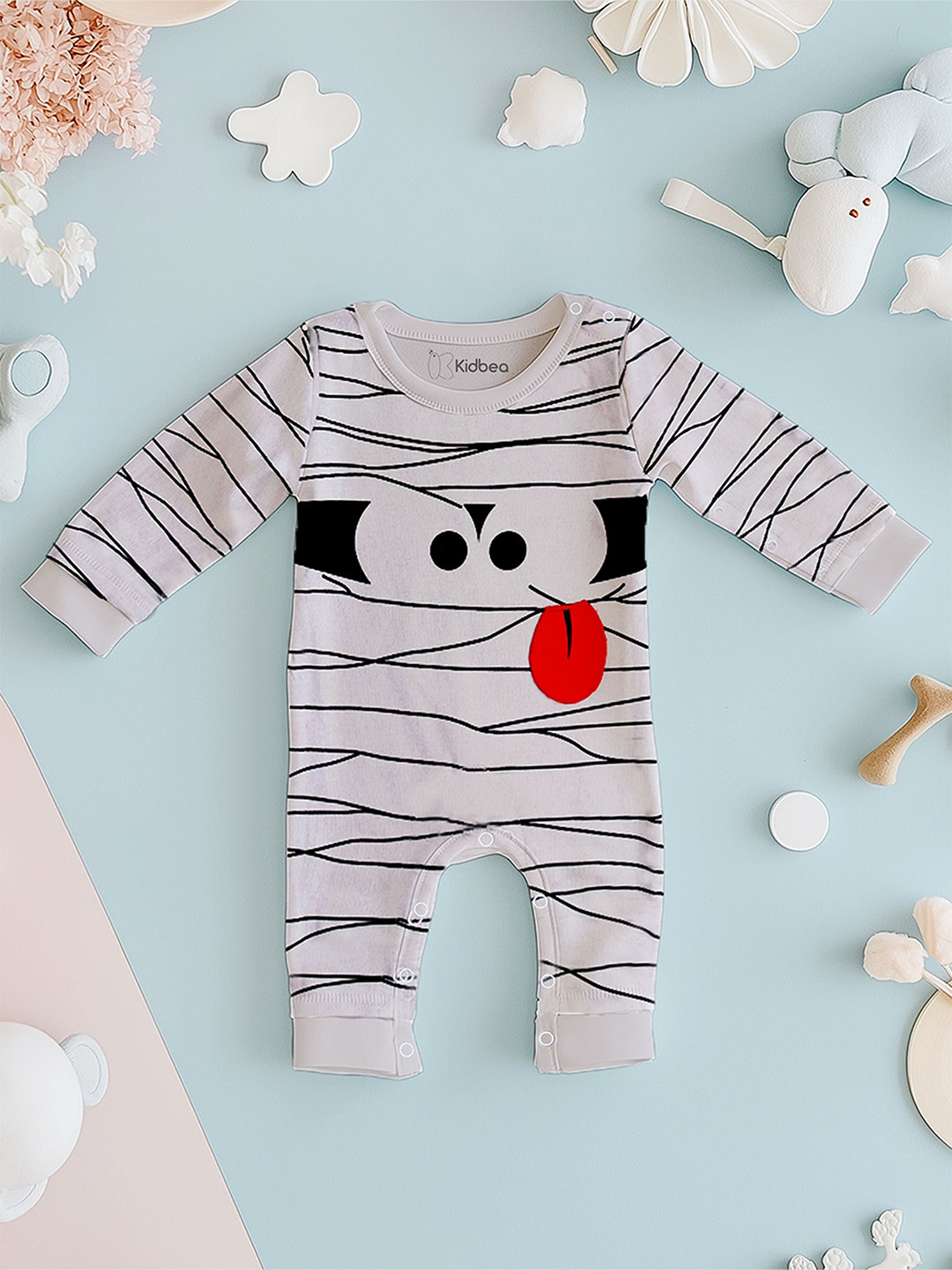 

Kidbea Kids Pure Organic Cotton Printed Romper, White