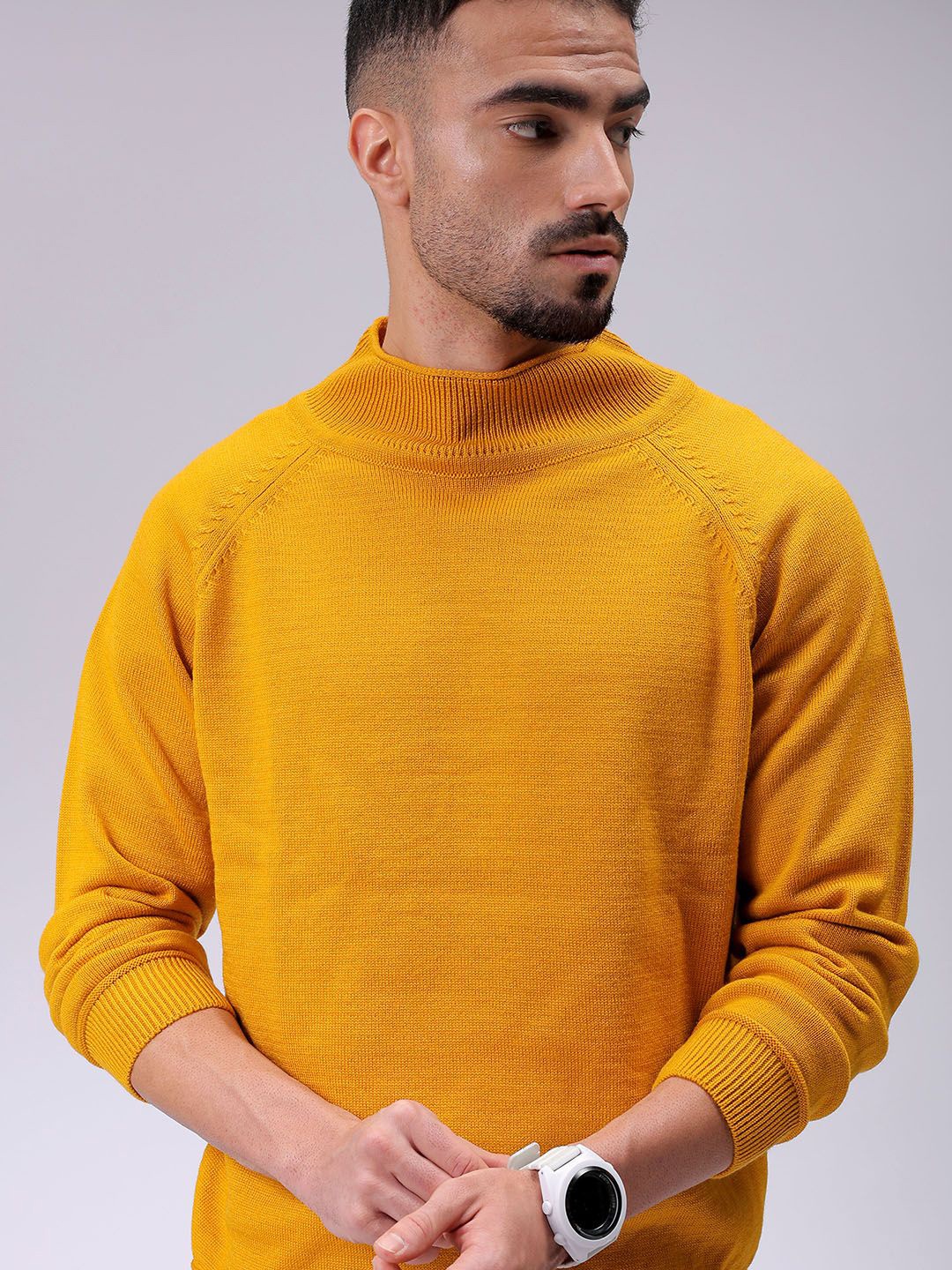 

The Indian Garage Co Men Turtle Neck Pullover Sweater, Mustard