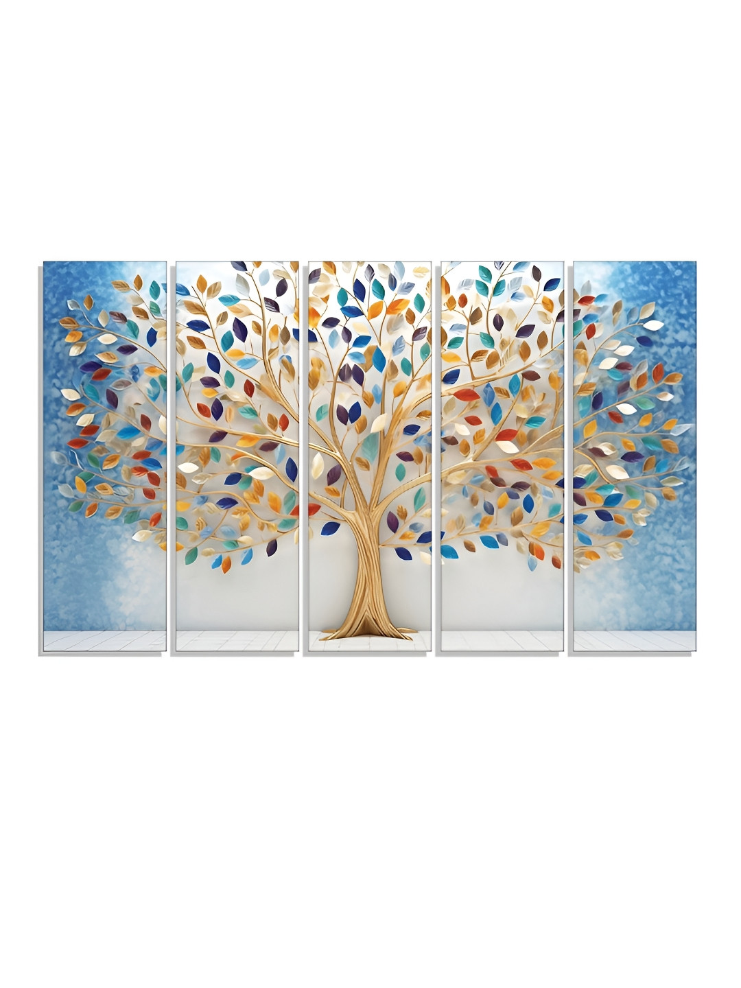 

RANDOM Vinyl Blue & White 5 Piece Printed Canvas Other Wall Paintings