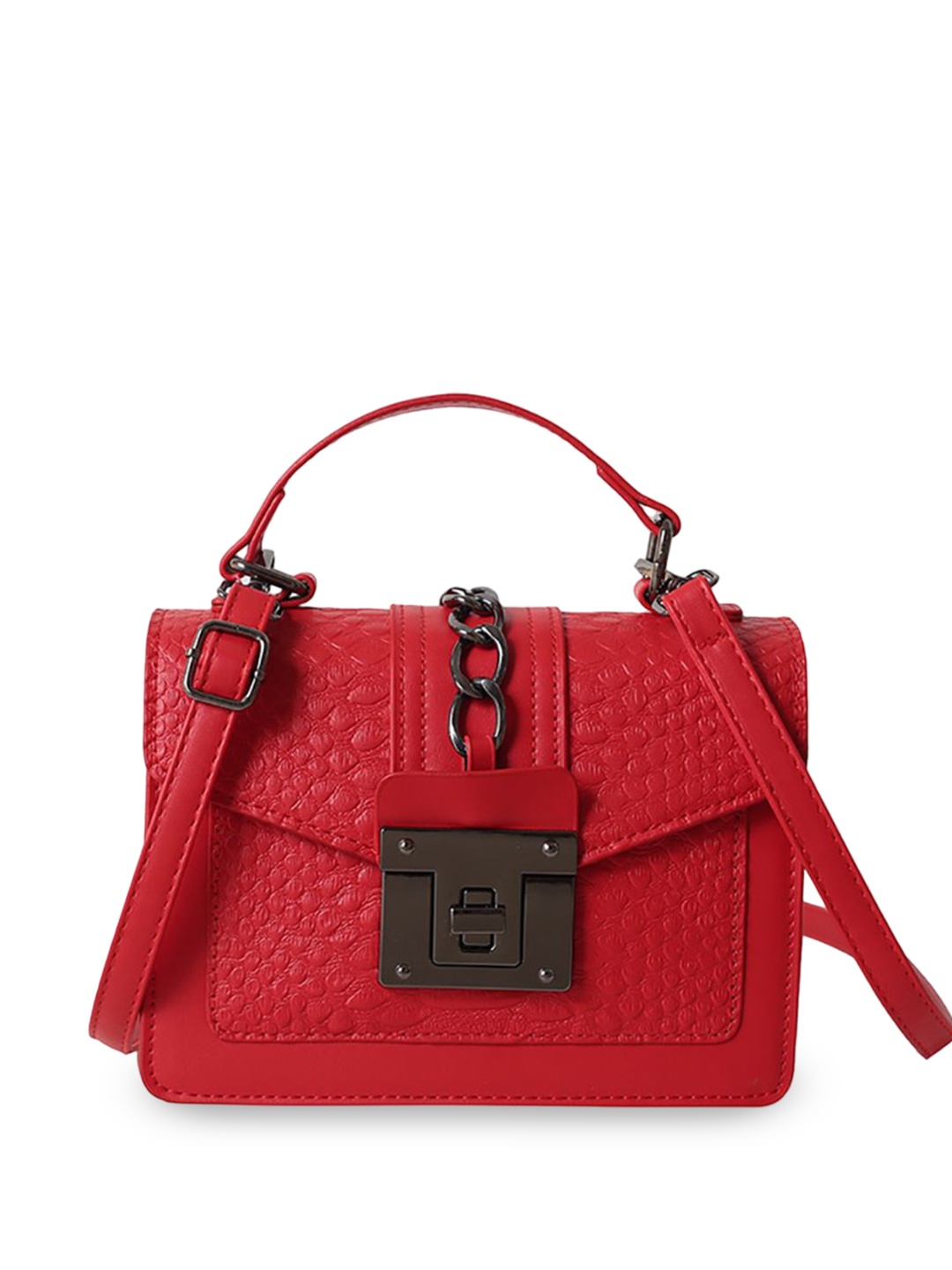 

StyleCast x Revolte Women Textured Swagger Satchel Bag, Red